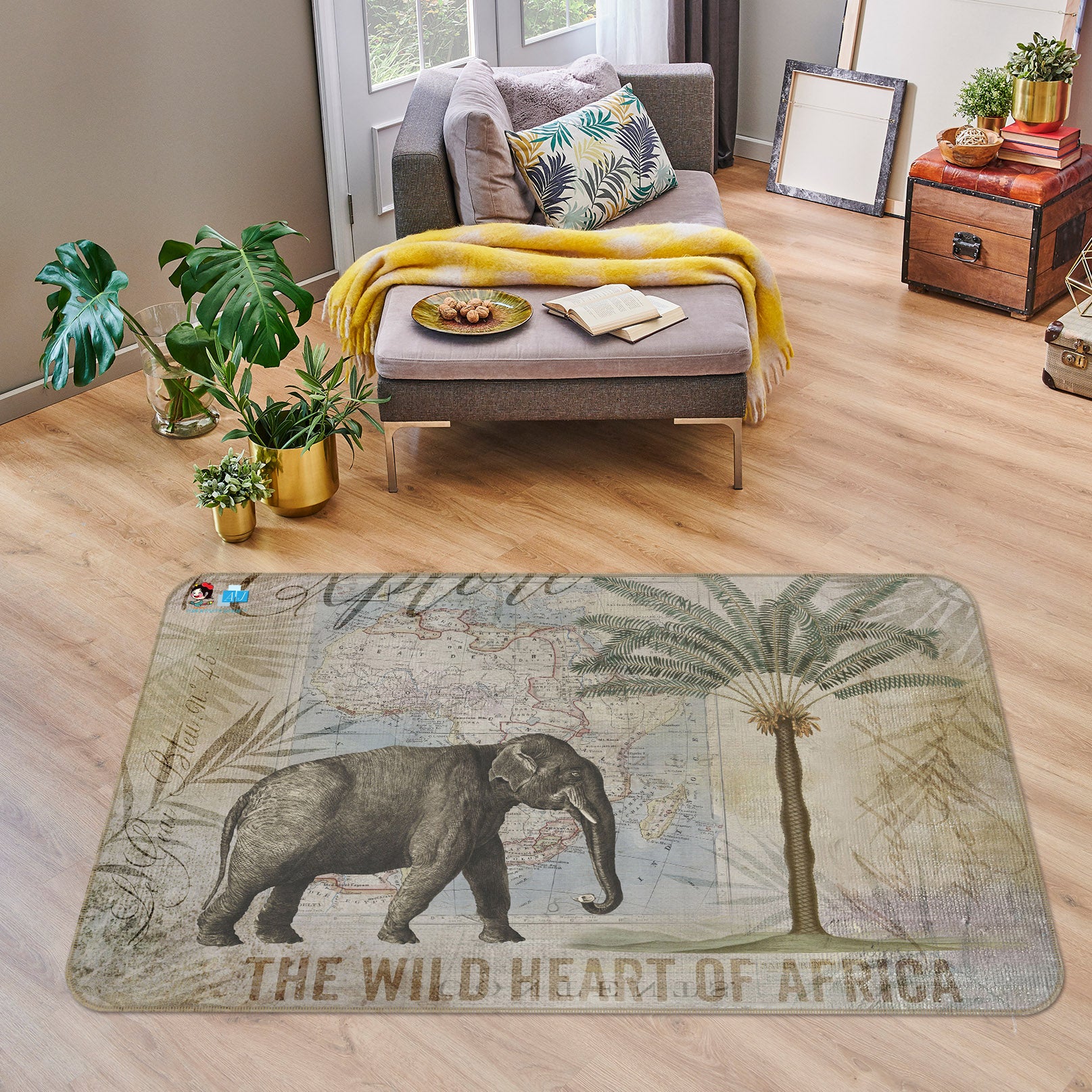3D Elephant Trees 83002 Andrea haase Rug Non Slip Rug Mat