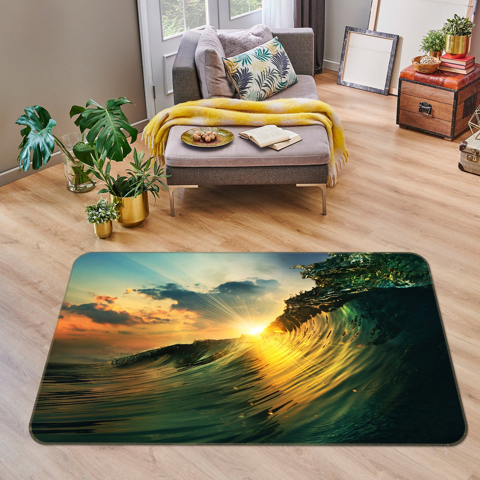 3D Sunlight Waves 36013 Non Slip Rug Mat