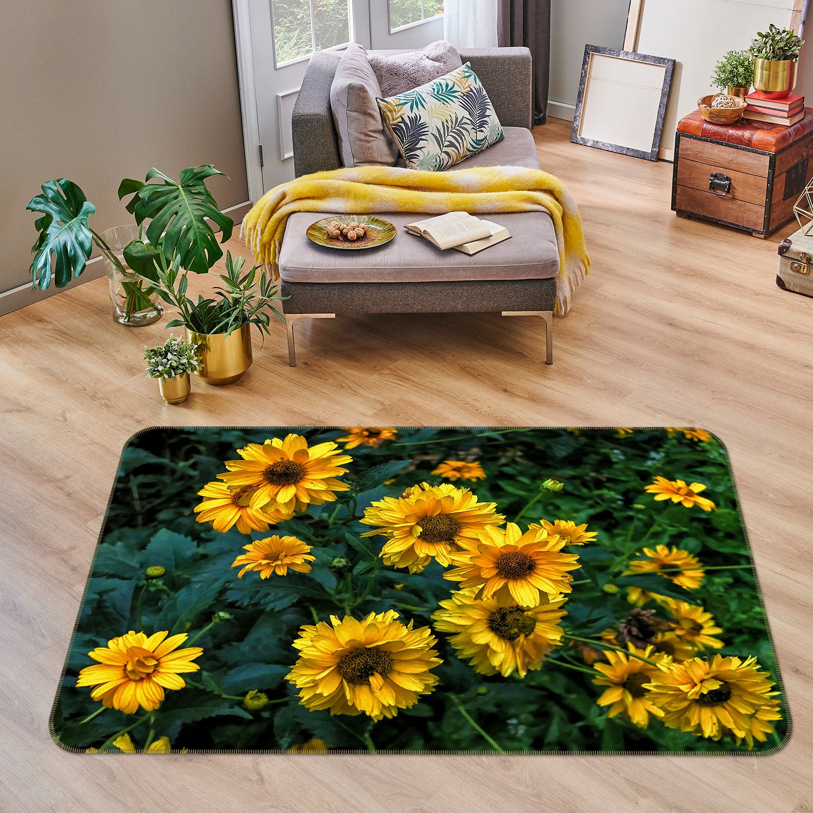 3D Bright Sunflower 1033 Jerry LoFaro Rug Non Slip Rug Mat