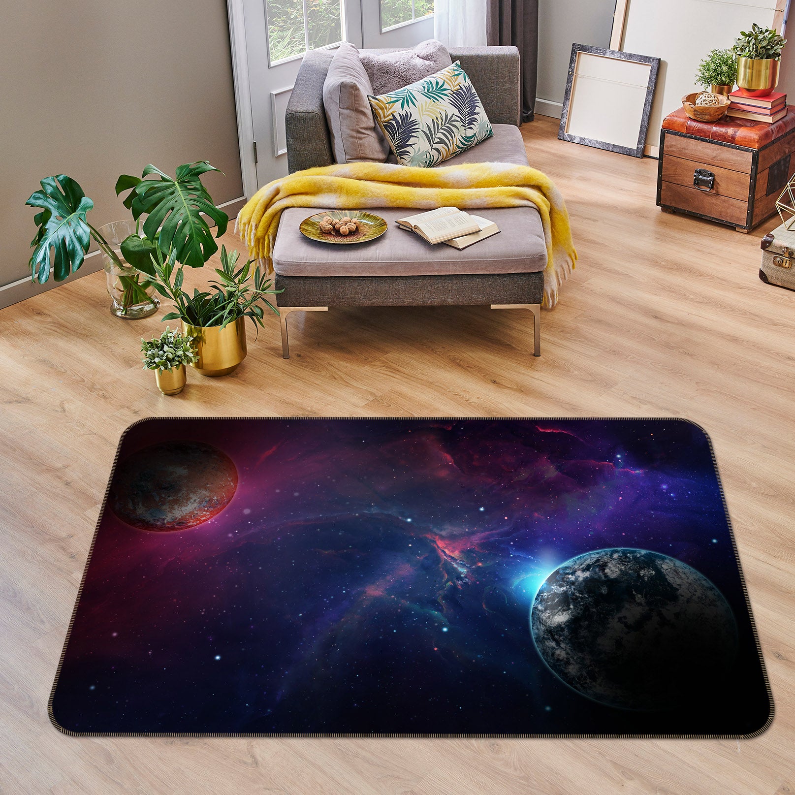 3D Starry Sky Planet 36195 Non Slip Rug Mat