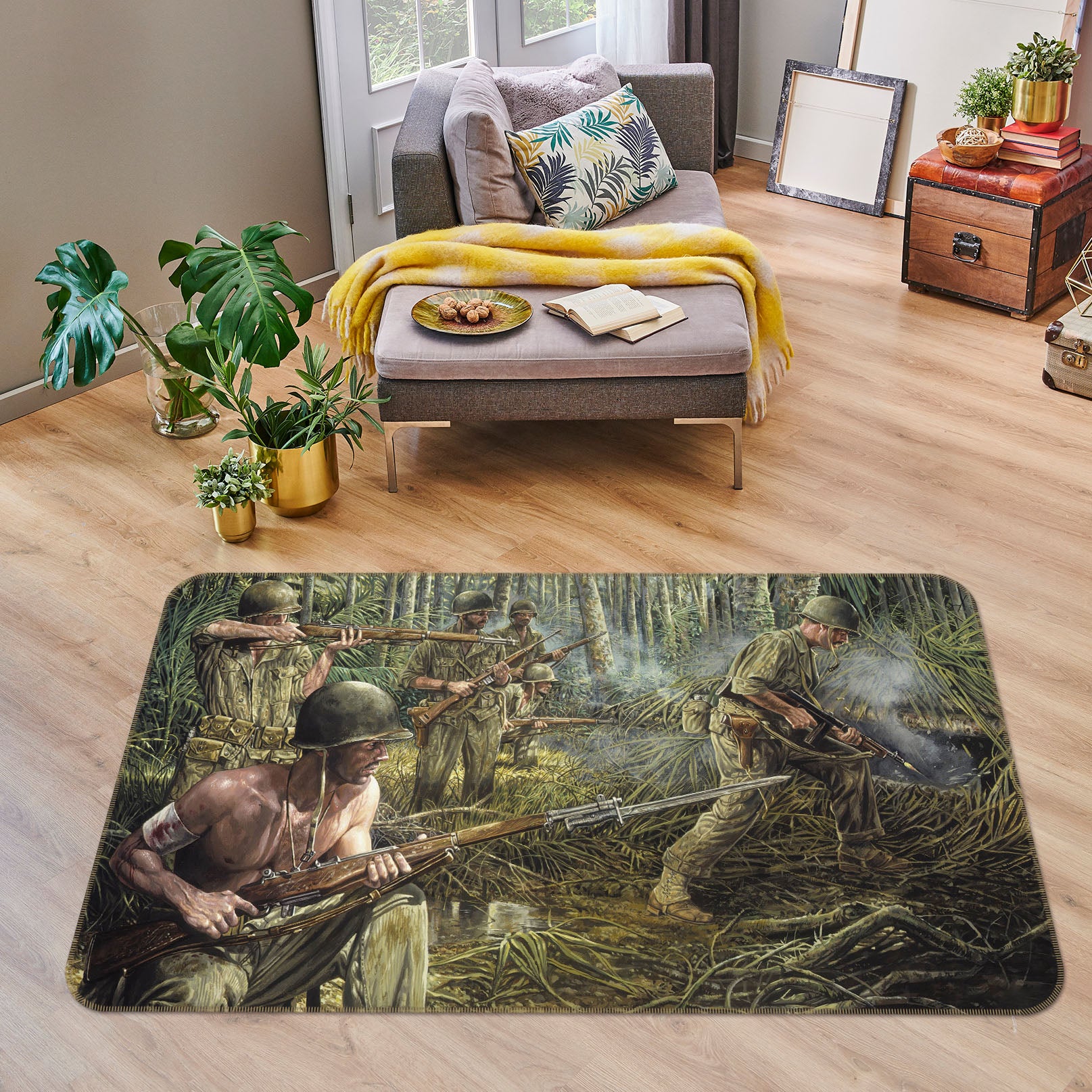 3D Jungle Soldier 35154 Non Slip Rug Mat