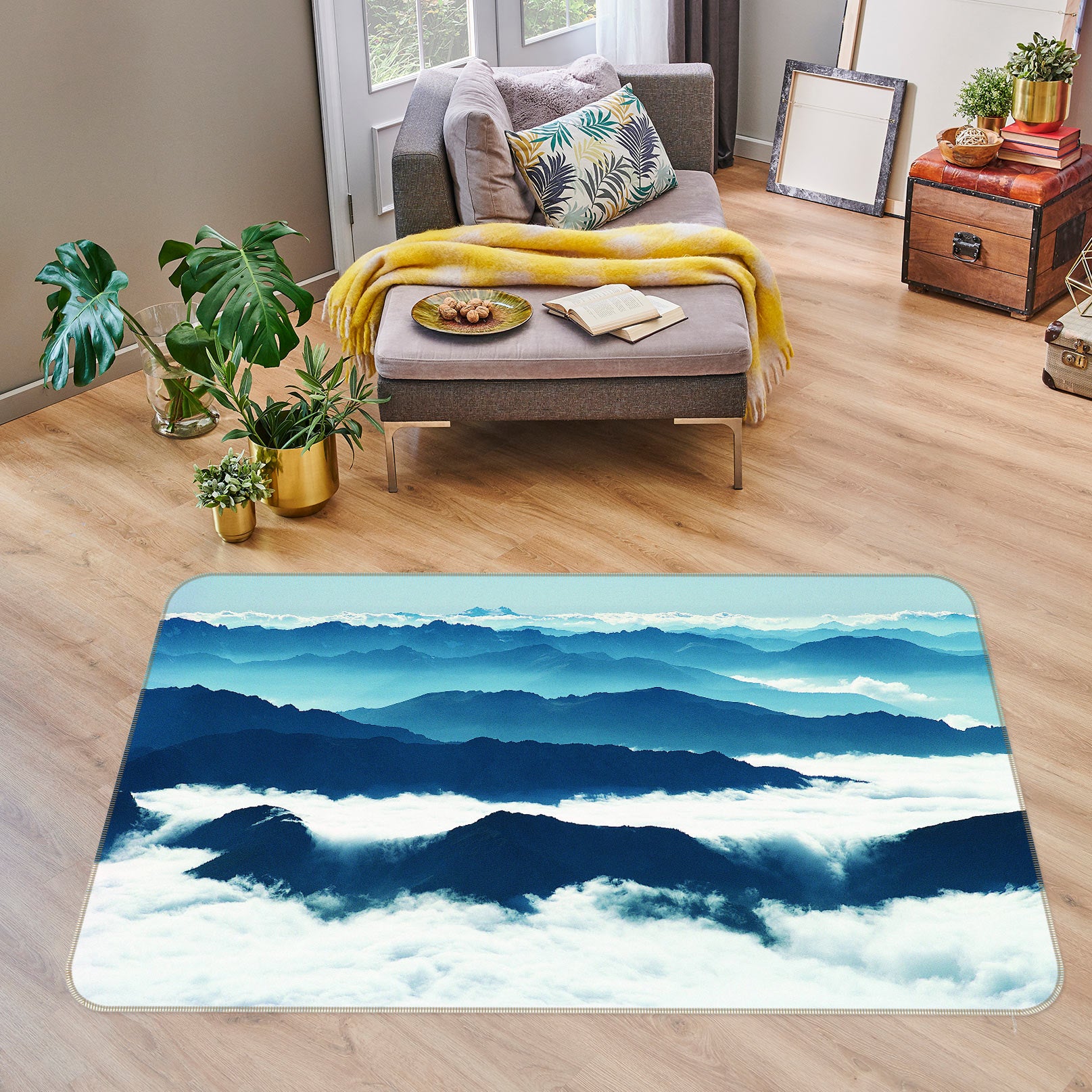 3D Mountain Cloud 75275 Non Slip Rug Mat