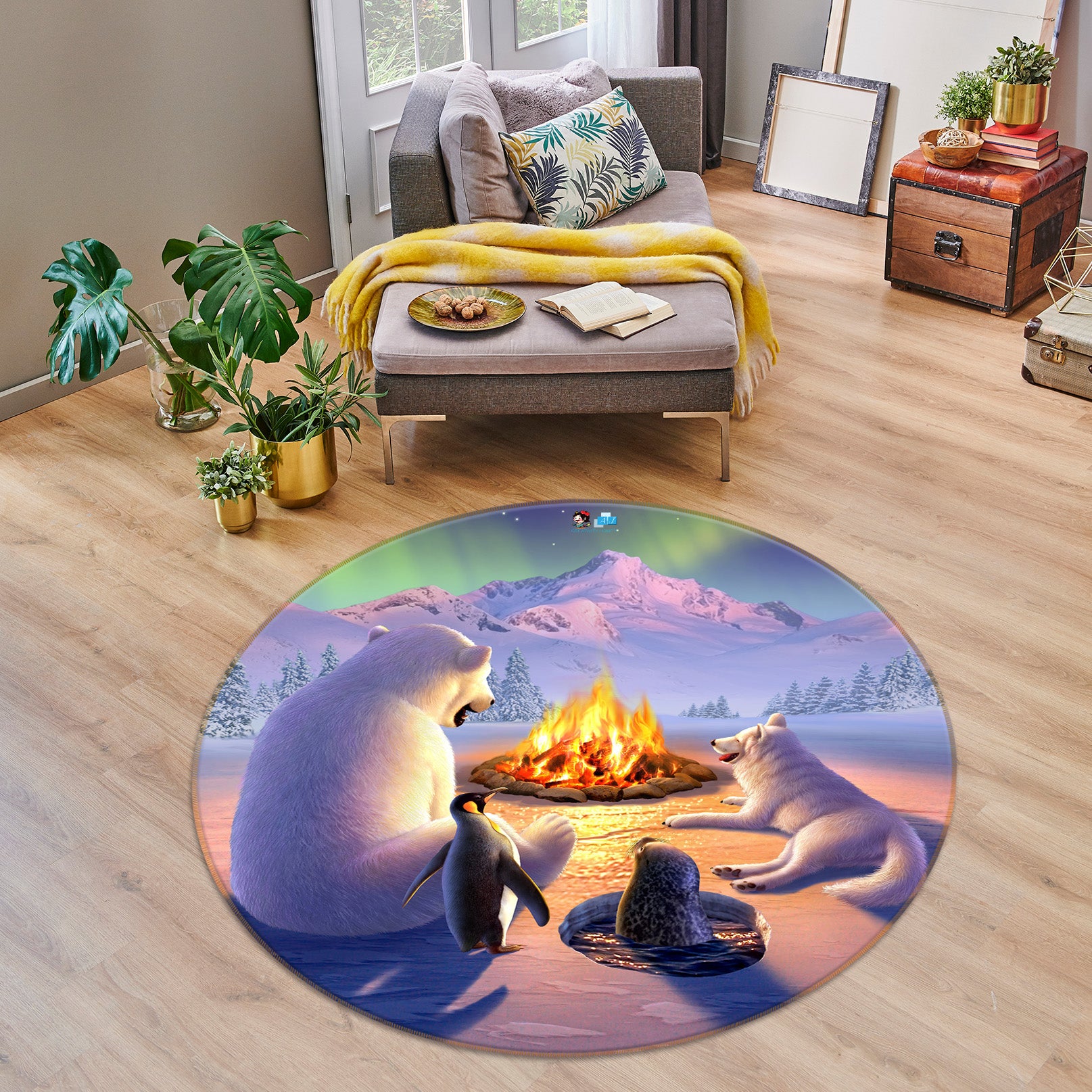 3D Polar Pals 85113 Jerry LoFaro Rug Round Non Slip Rug Mat