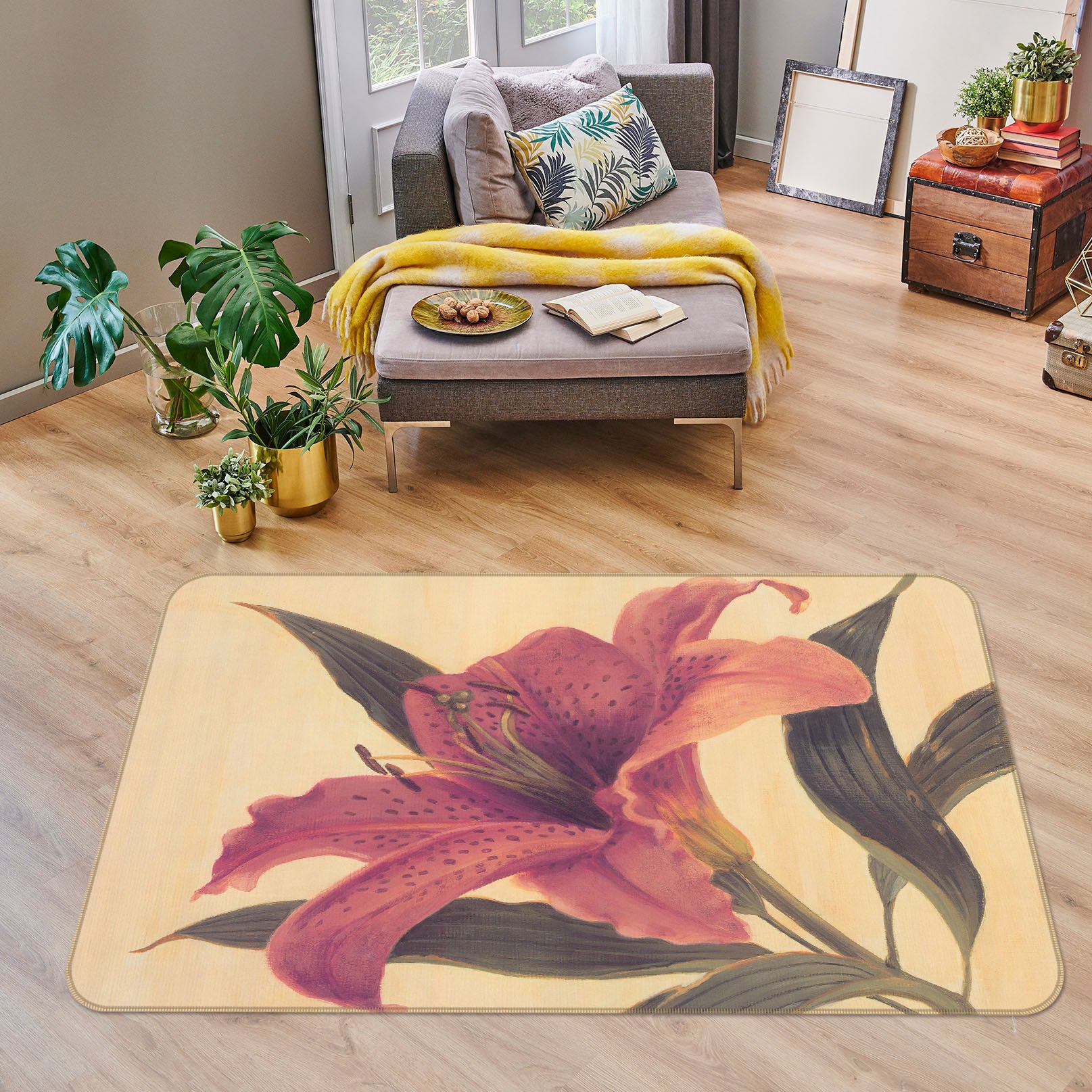 3D Flower 32077 Non Slip Rug Mat