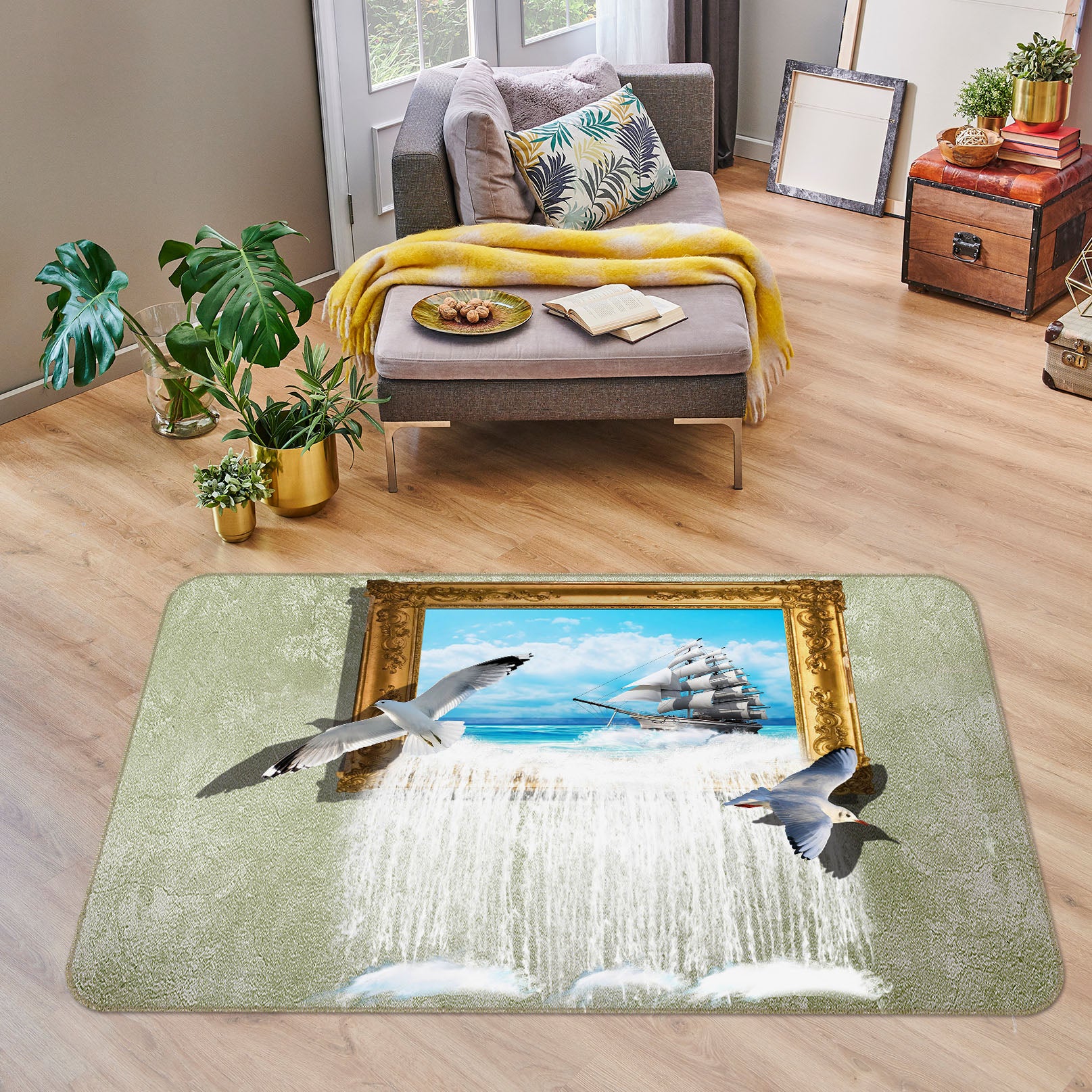 3D Picture Frame Seagull 35168 Non Slip Rug Mat