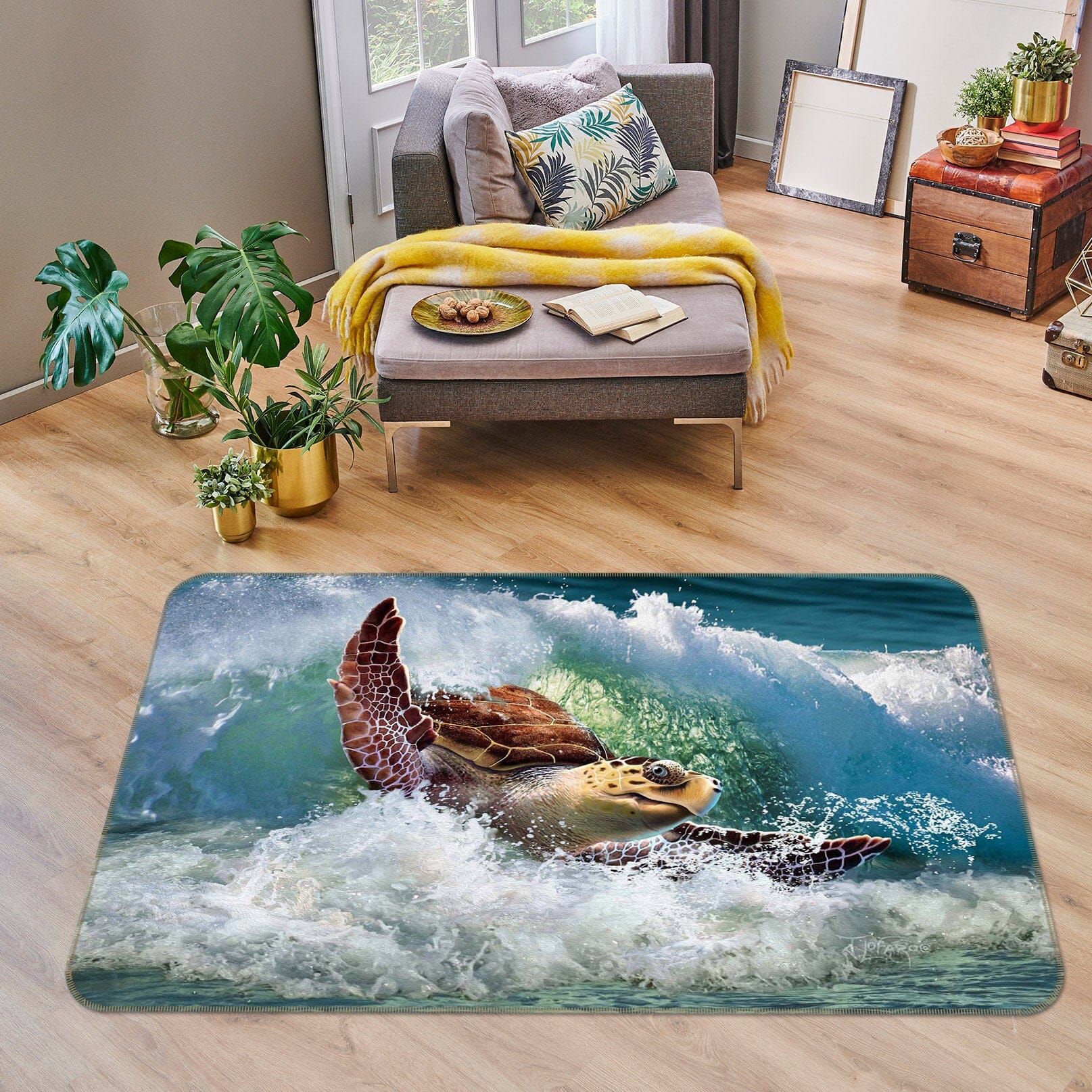 3D SeaTurtle 1001 Jerry LoFaro Rug Non Slip Rug Mat Mat AJ Creativity Home