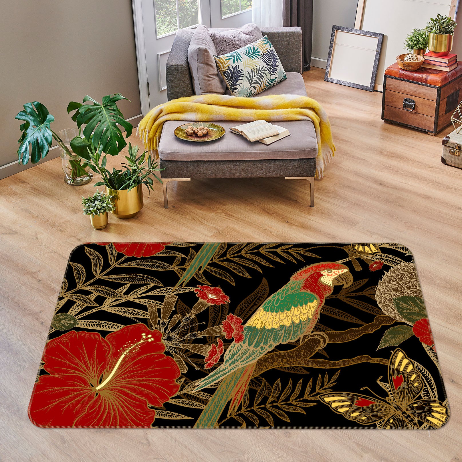 3D Flower Bird 30169 Non Slip Rug Mat