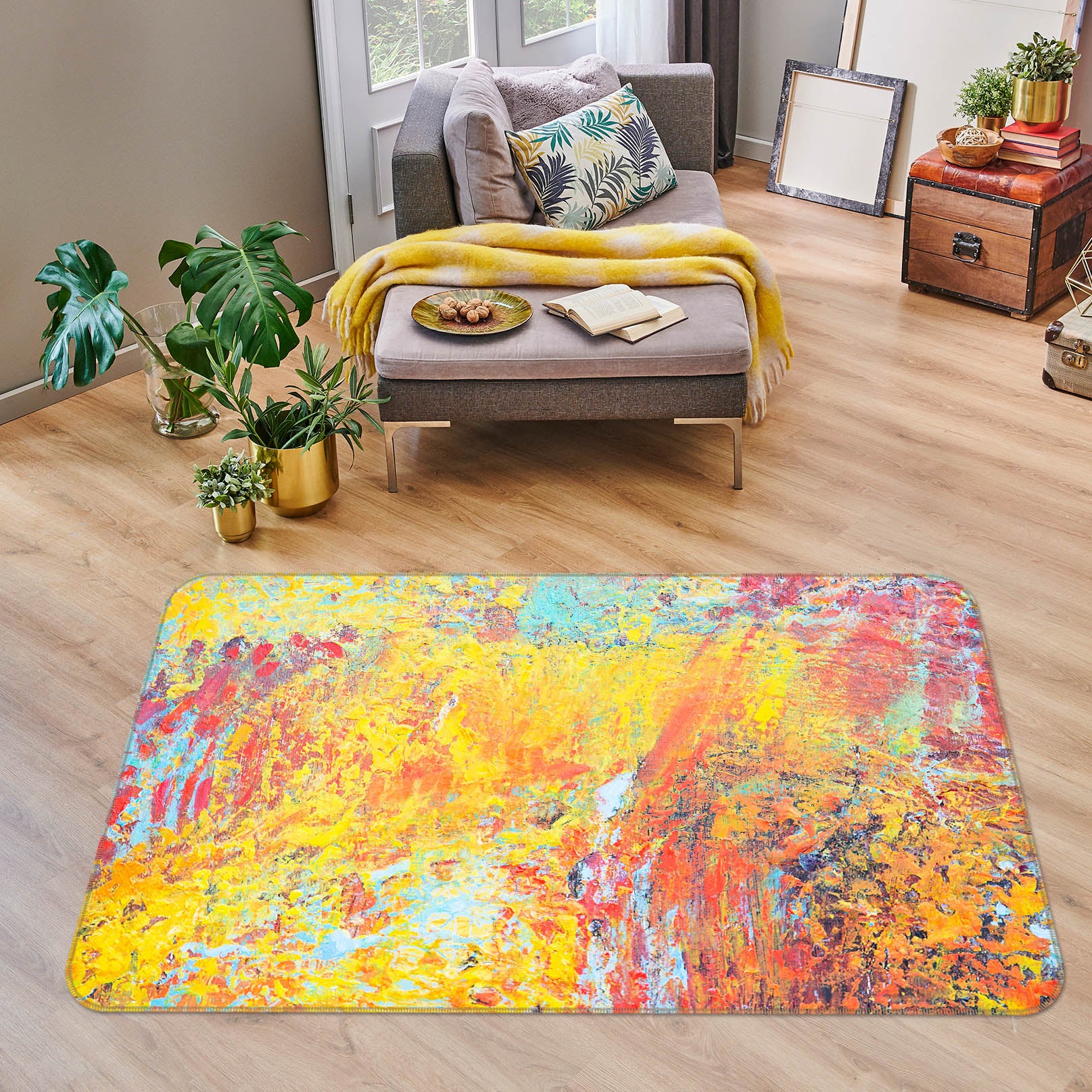 3D Yellow Pattern 30113 Non Slip Rug Mat