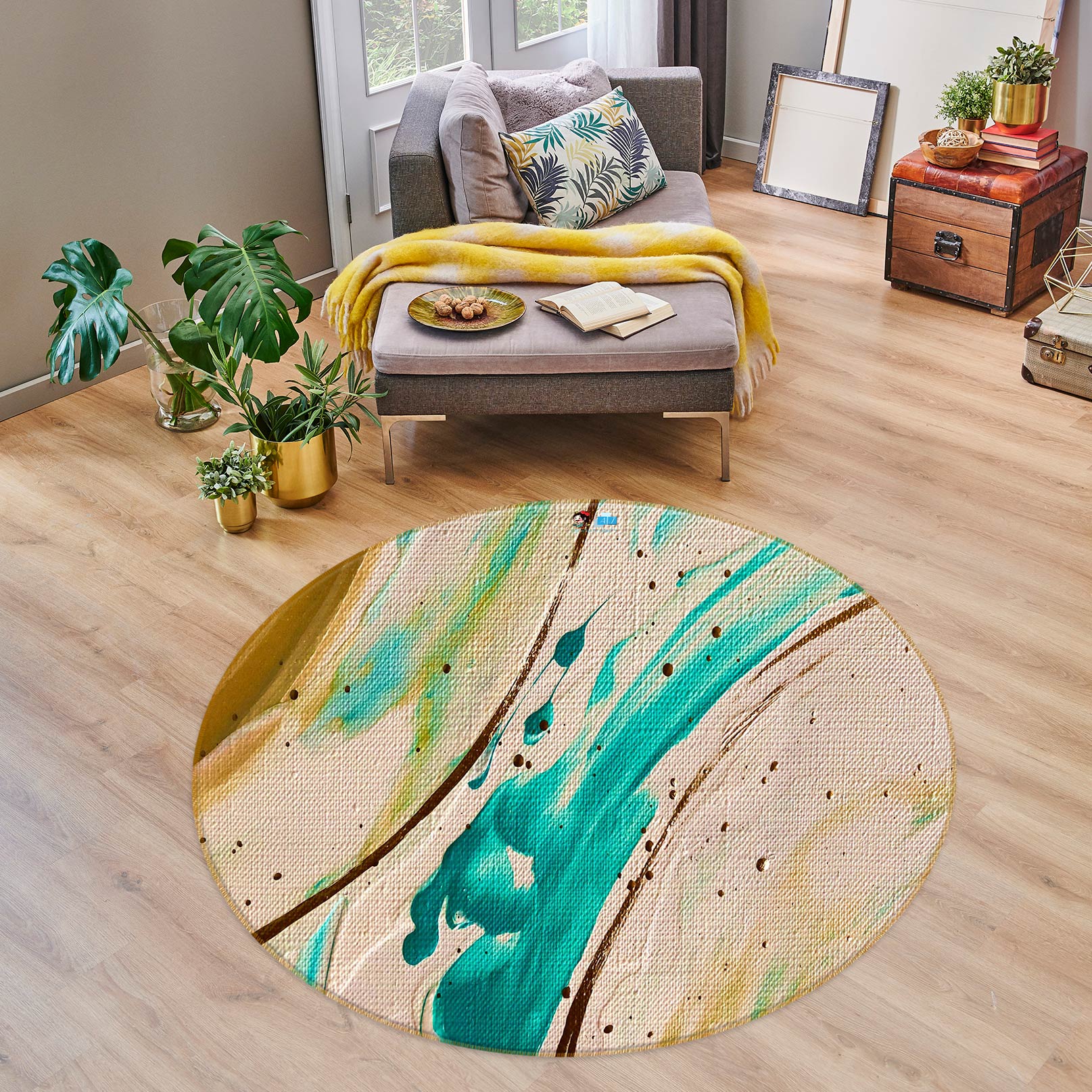 3D Watercolor 740 Skromova Marina Rug Round Non Slip Rug Mat