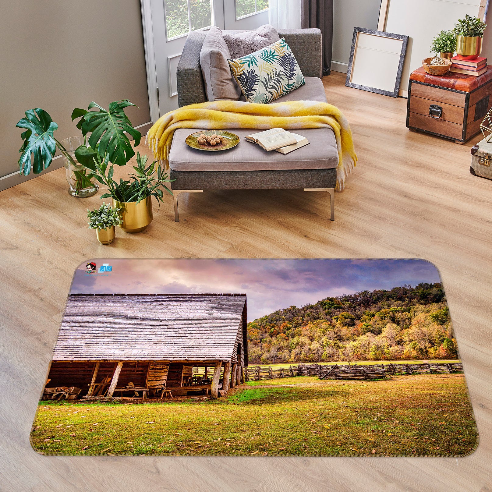 3D Outdoor Cabin 5109 Beth Sheridan Rug Non Slip Rug Mat