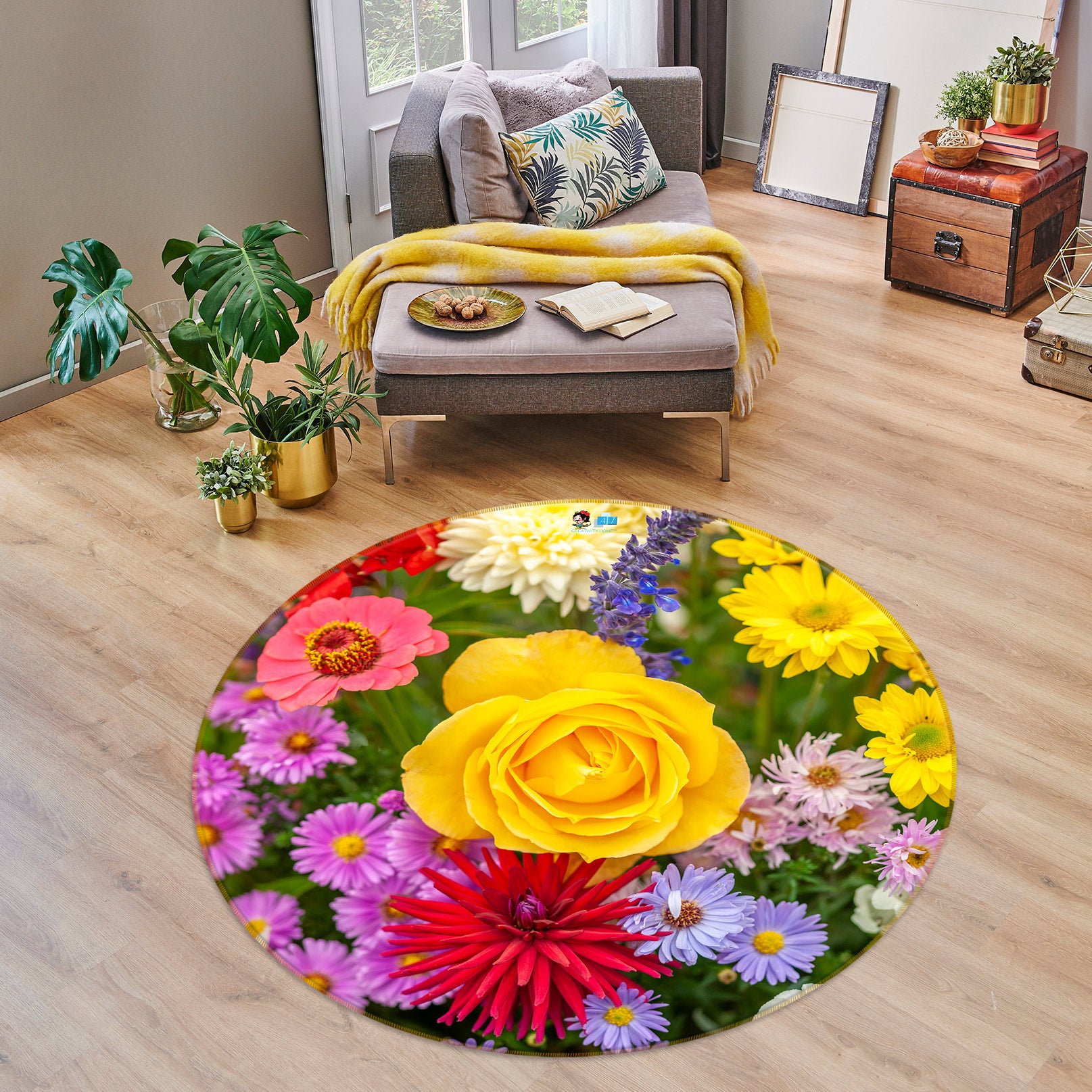3D Beautiful Garden 7513 Assaf Frank Rug Round Non Slip Rug Mat