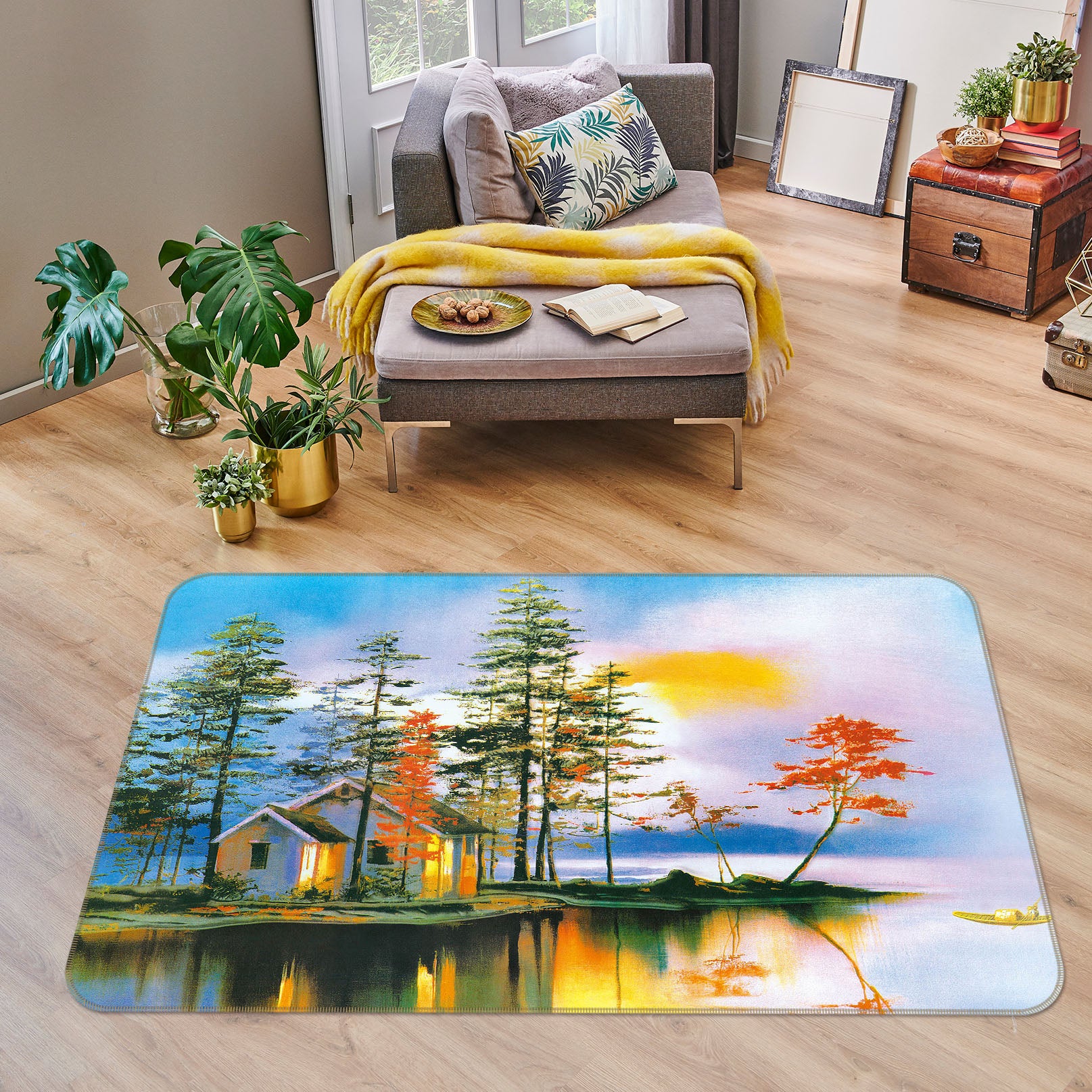 3D Lake House 33120 Non Slip Rug Mat