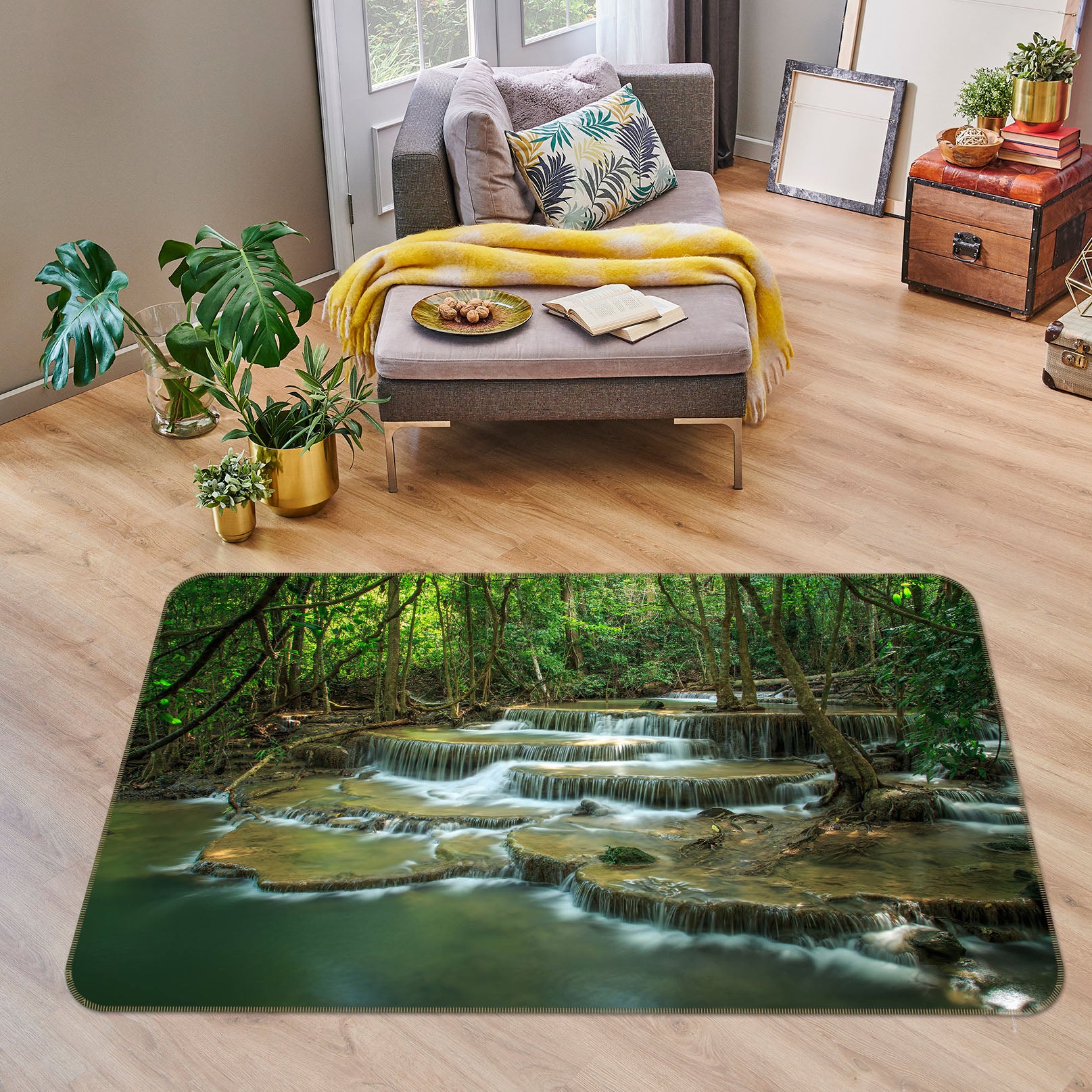 3D Jungle Water 34166 Non Slip Rug Mat