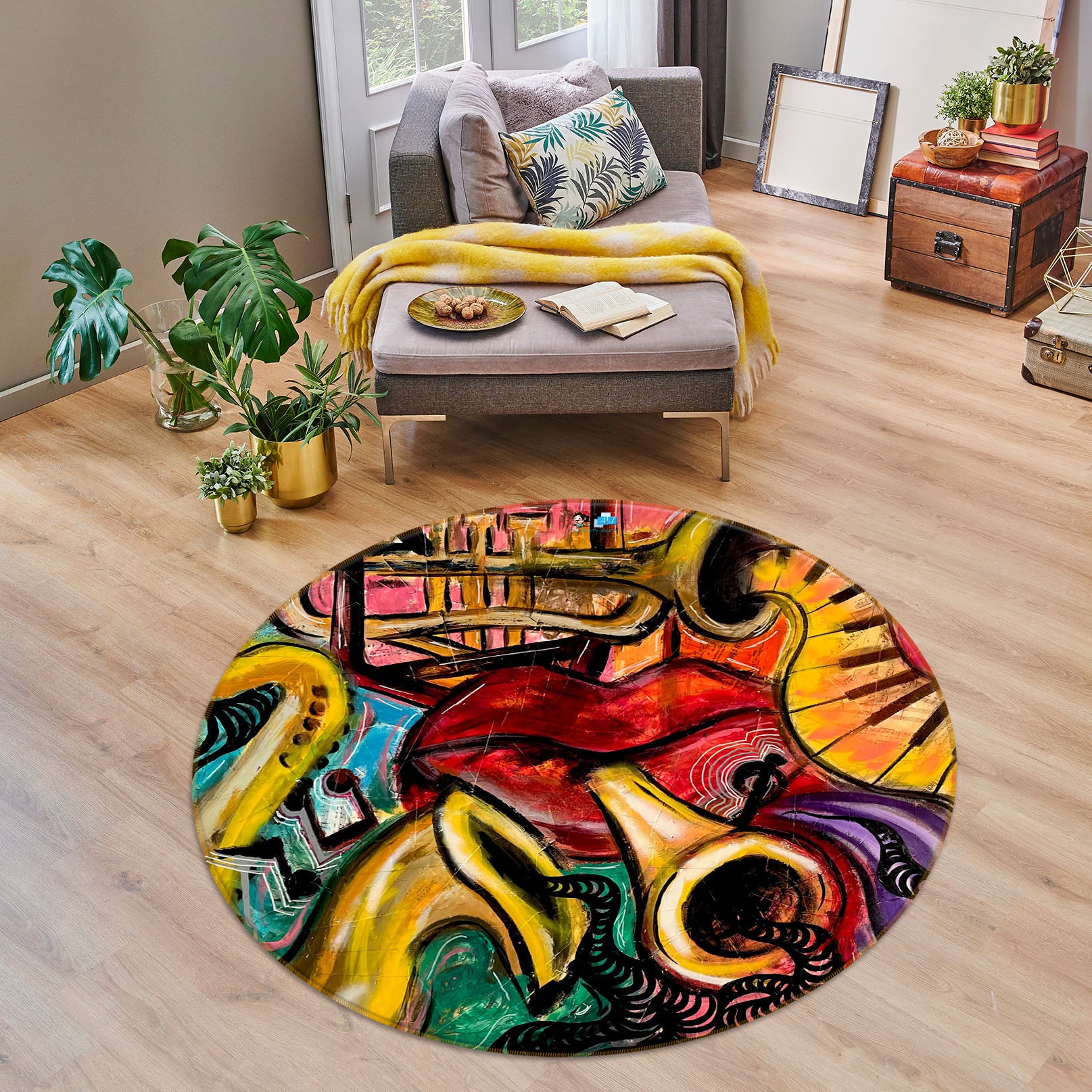 3D Retro Graffiti 8248 Jacqueline Reynoso Rug Round Non Slip Rug Mat