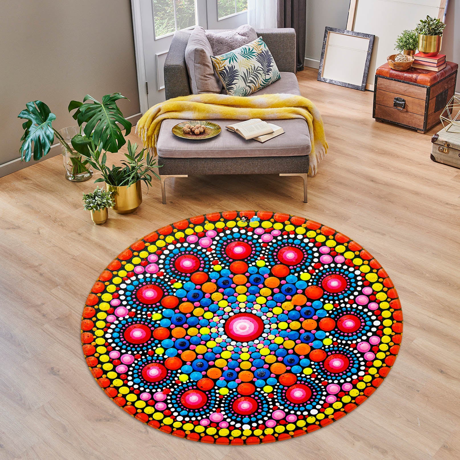 3D Color Pattern 74267 Round Non Slip Rug Mat