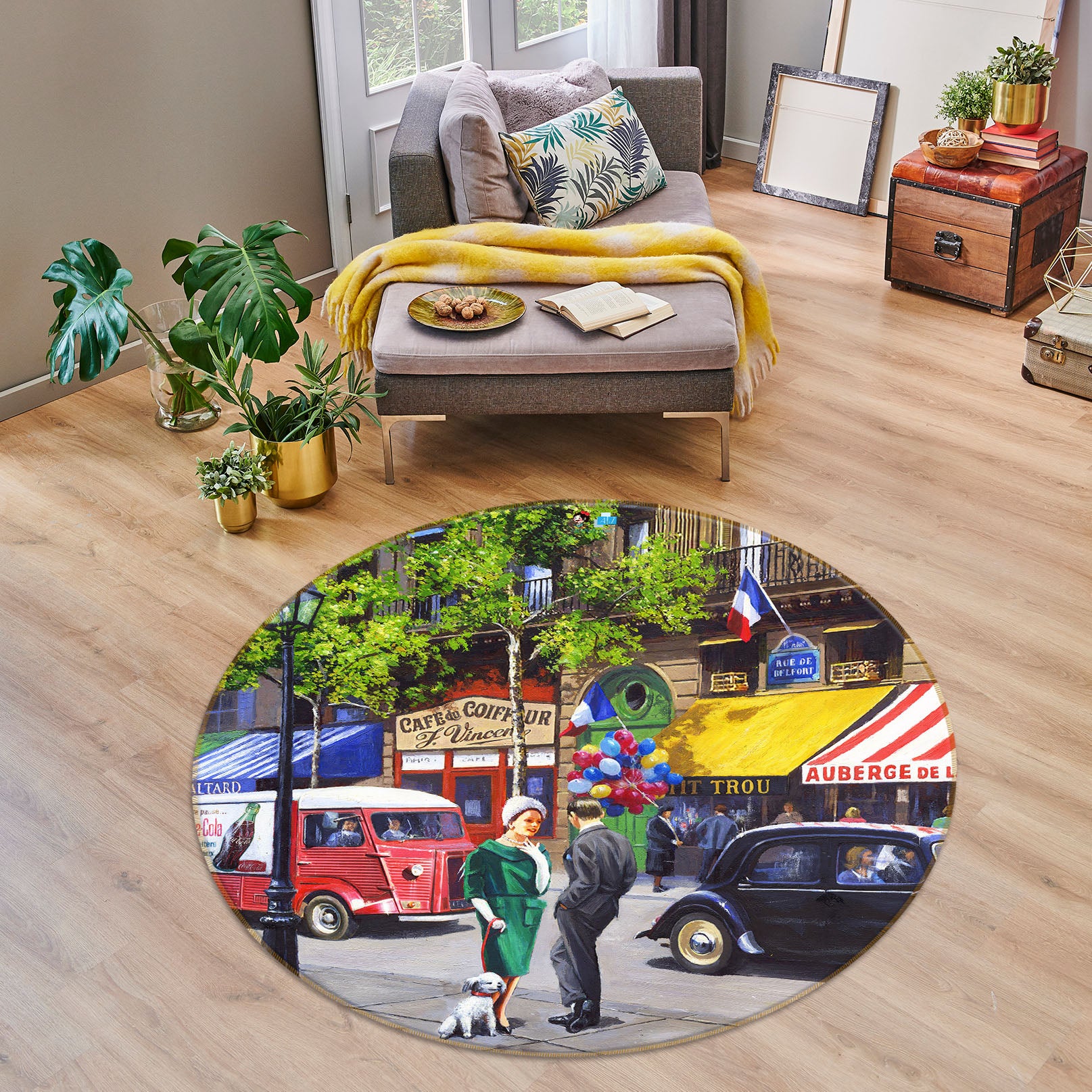 3D Street Balloon 051 Kevin Walsh Rug Round Non Slip Rug Mat