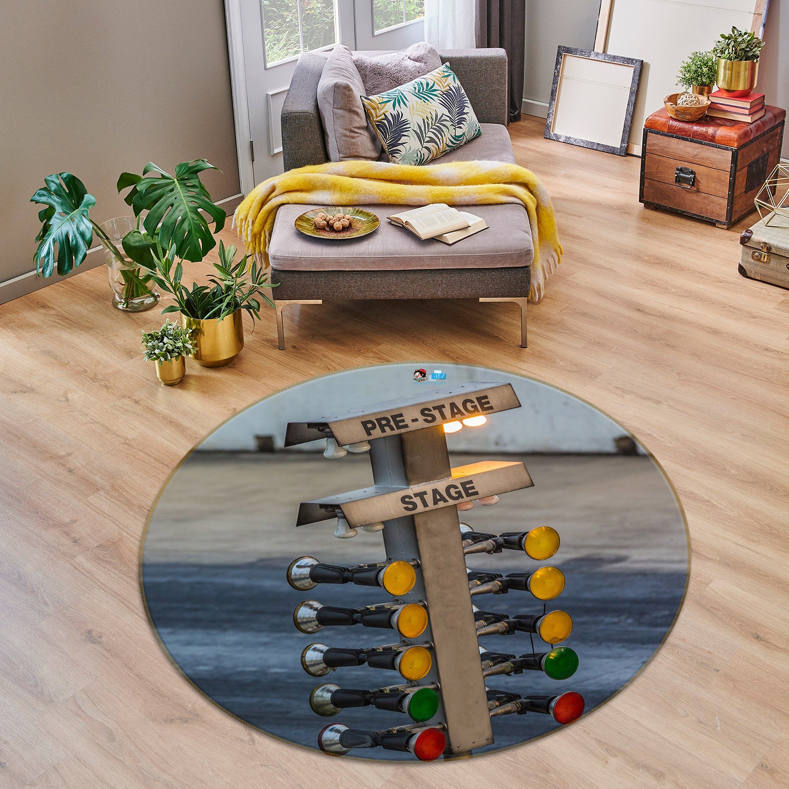 3D Street Sign 74197 Round Non Slip Rug Mat