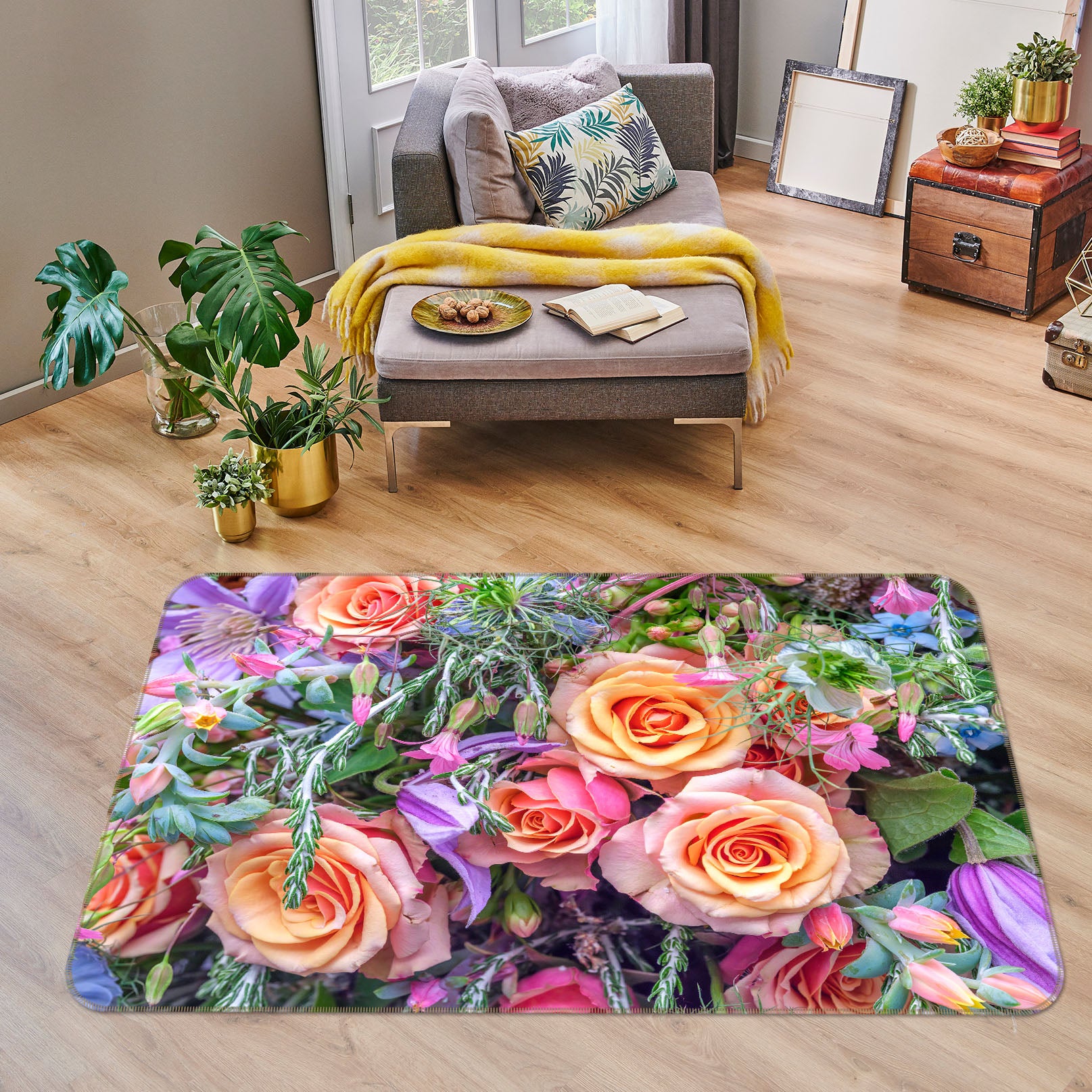 3D Flowers 83278 Assaf Frank Rug Non Slip Rug Mat