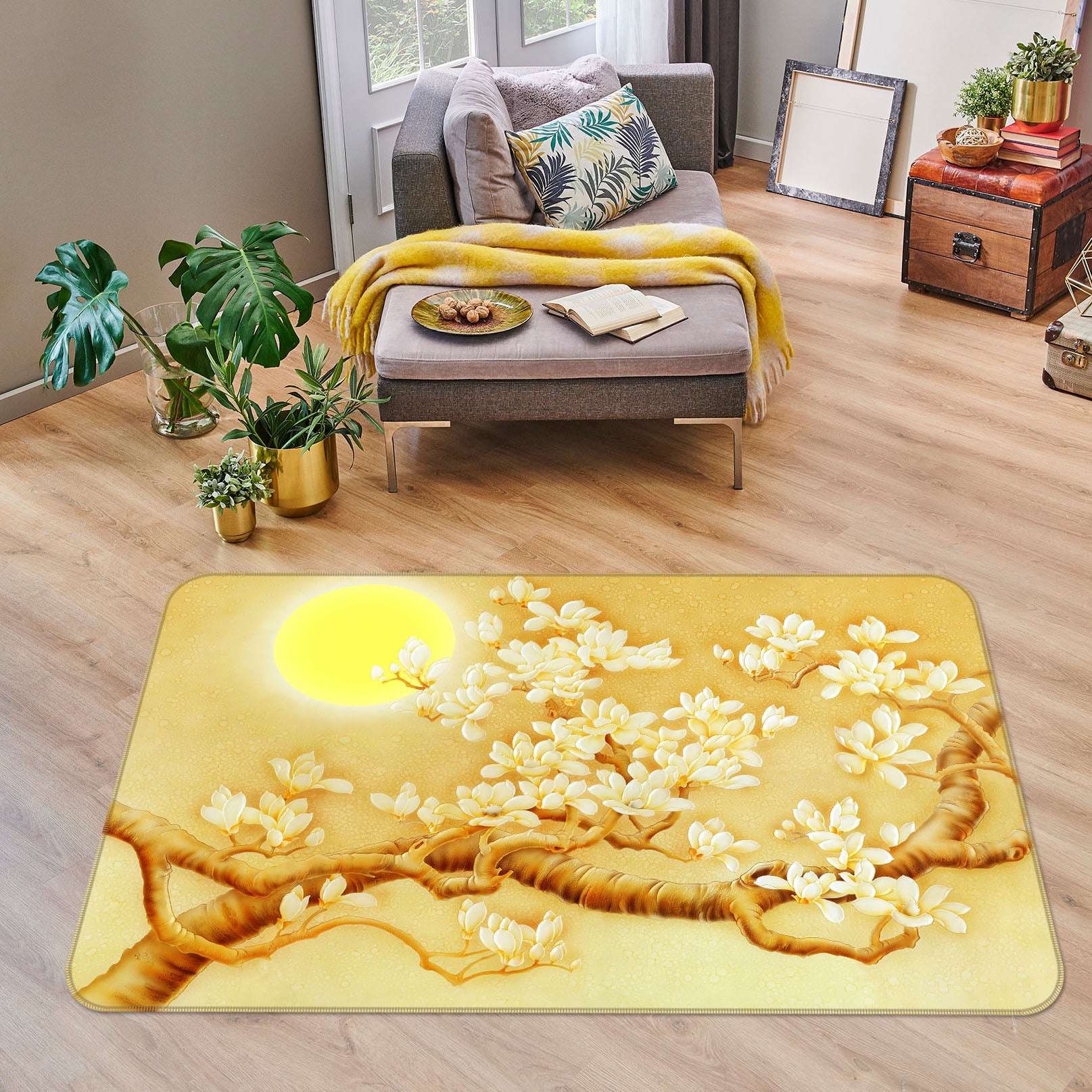 3D Branches Moon 32089 Non Slip Rug Mat