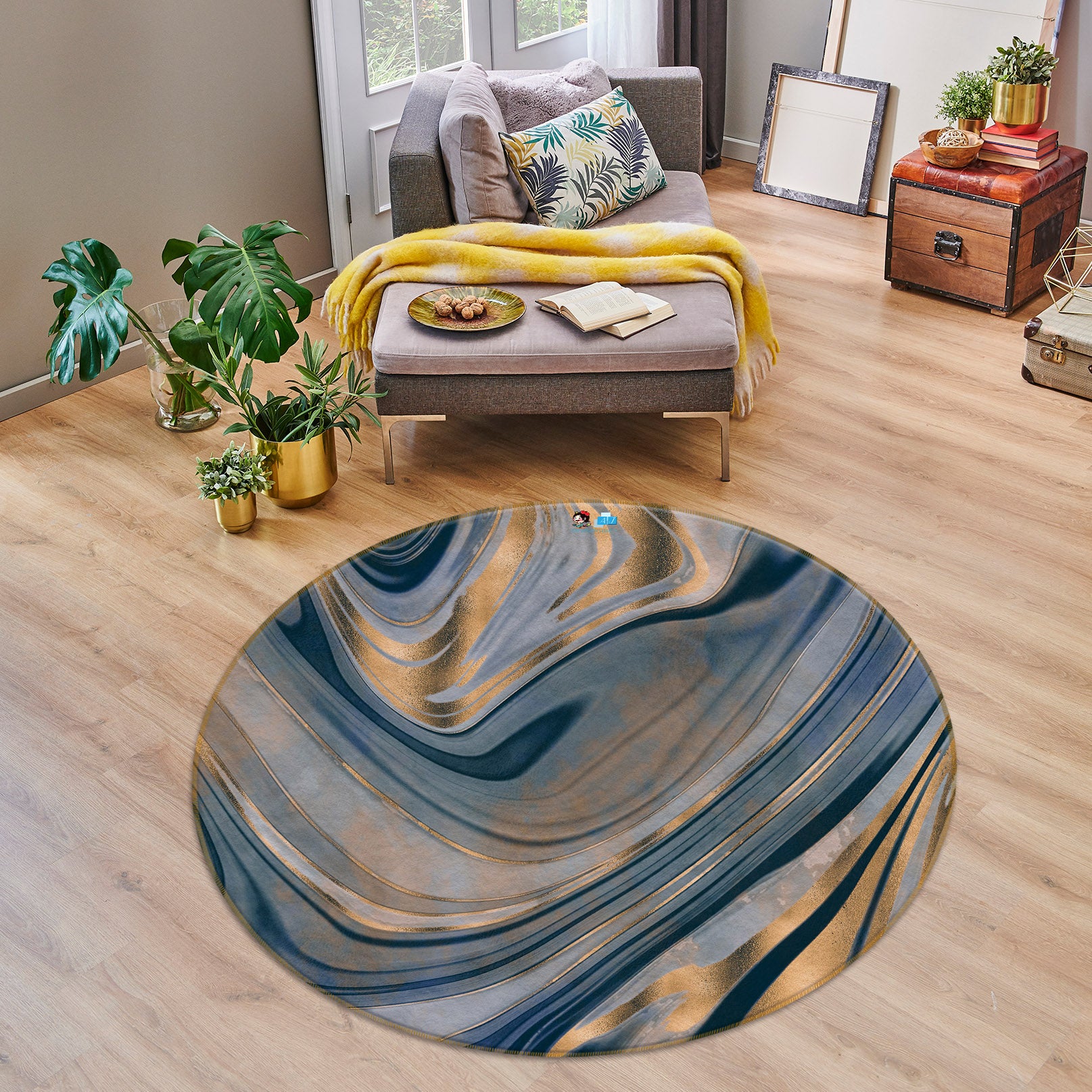 3D Texture 83061 Andrea haase Rug Round Non Slip Rug Mat