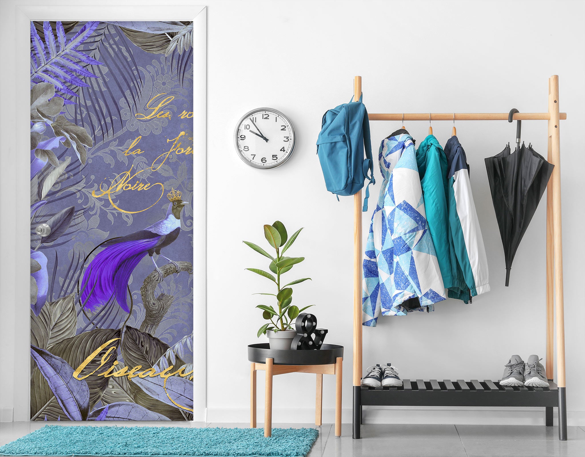 3D Purple Bird Grove 11926 Andrea Haase Door Mural