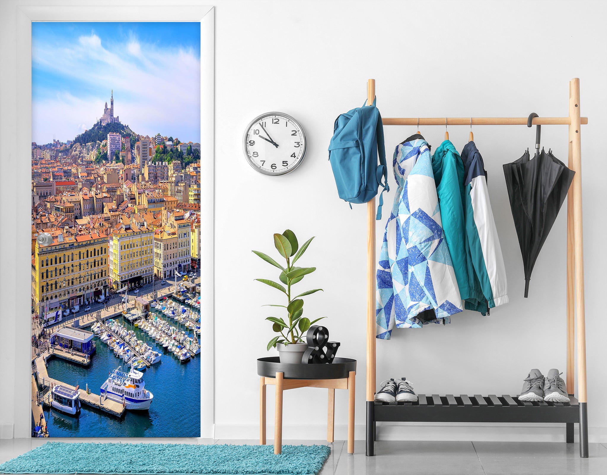 3D City Boat River 071 Door Mural