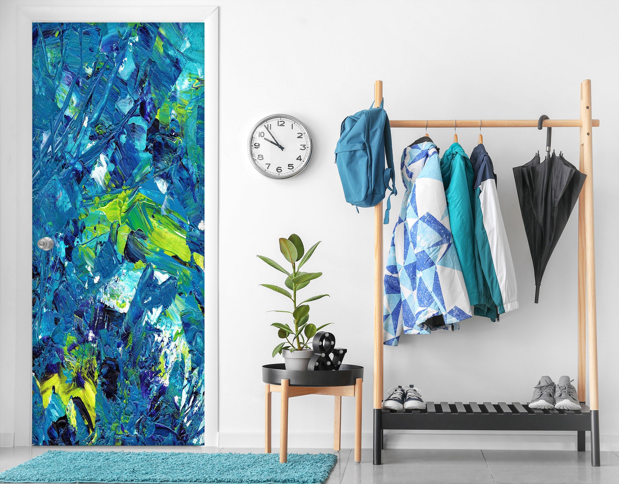 3D Blue Texture 22004 Door Mural