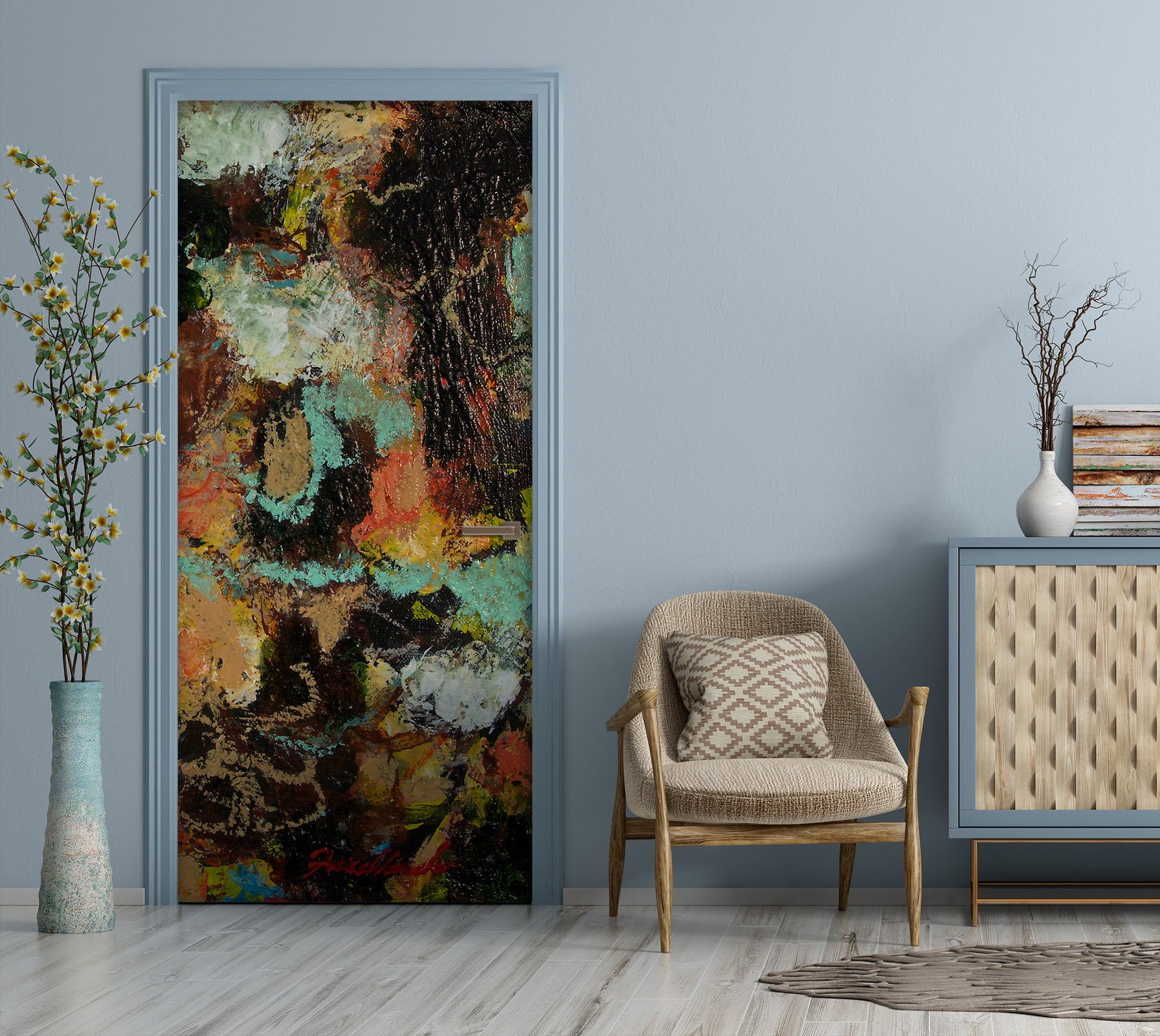 3D Black Colorful Pigment Pattern 10104 Allan P. Friedlander Door Mural