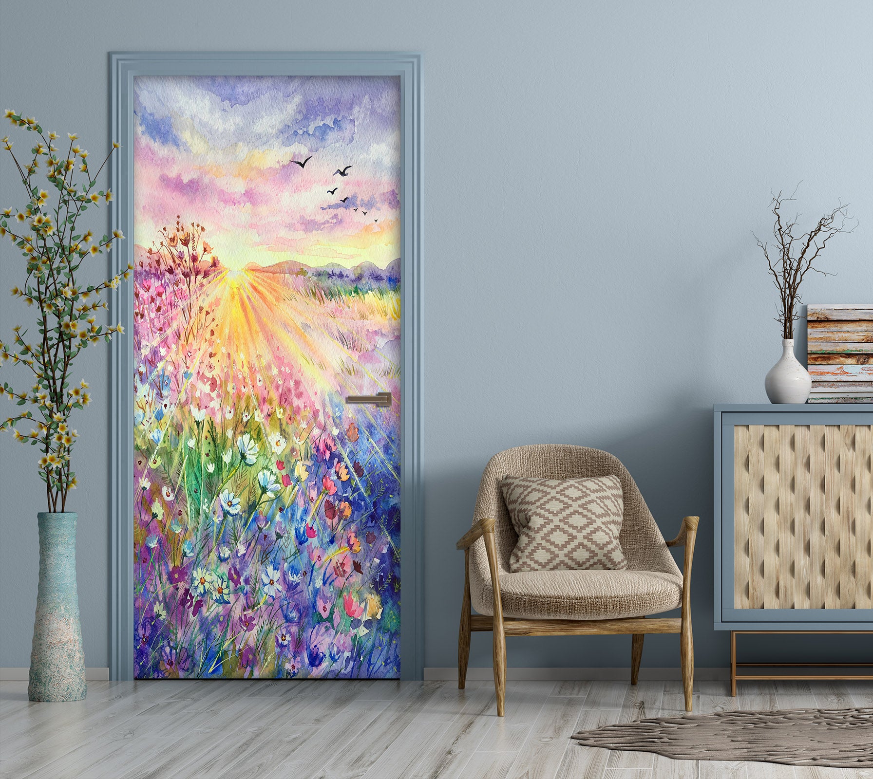 3D Flower Bush 25195 Door Mural
