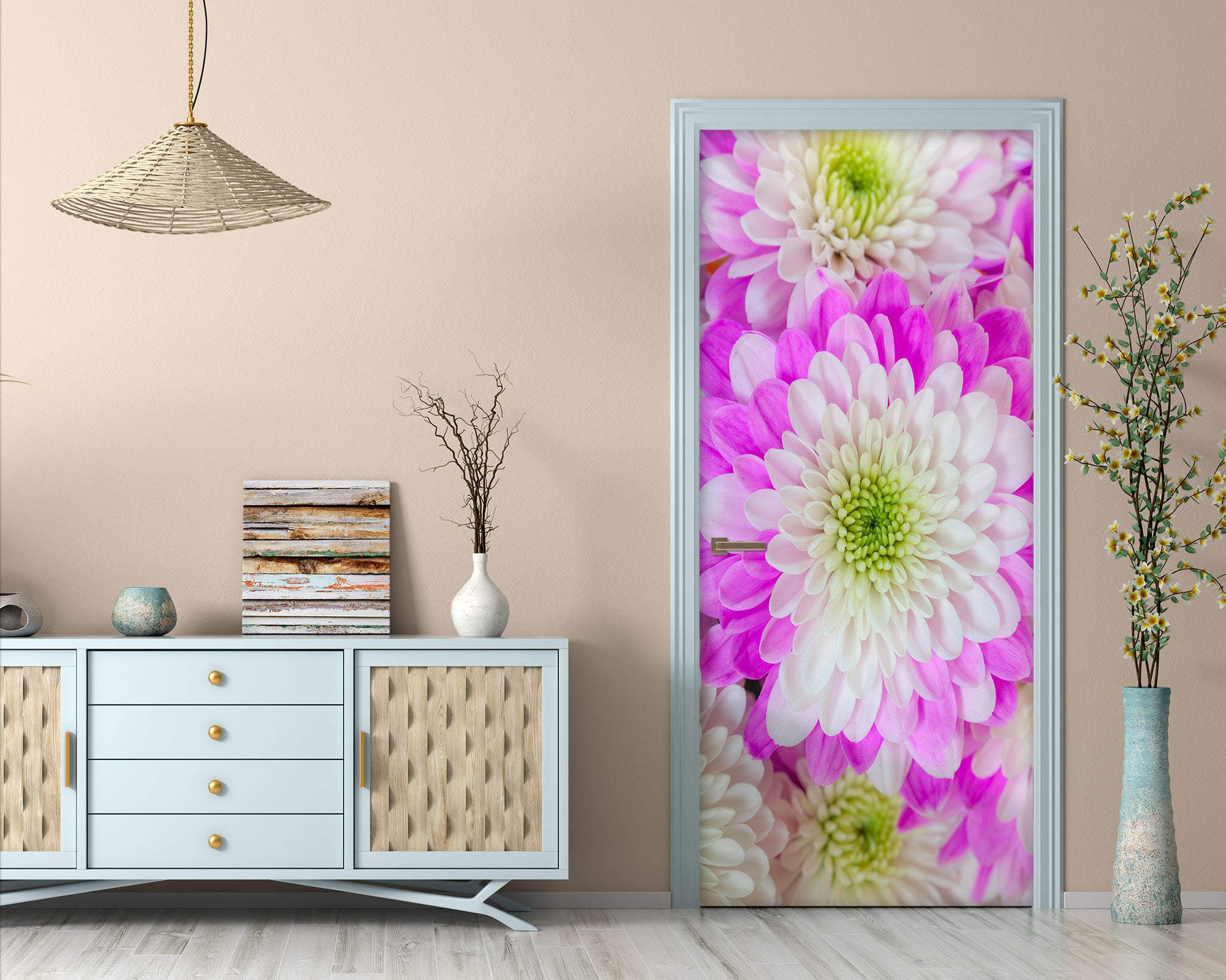 3D White Purple Chrysanthemum 10716 Assaf Frank Door Mural