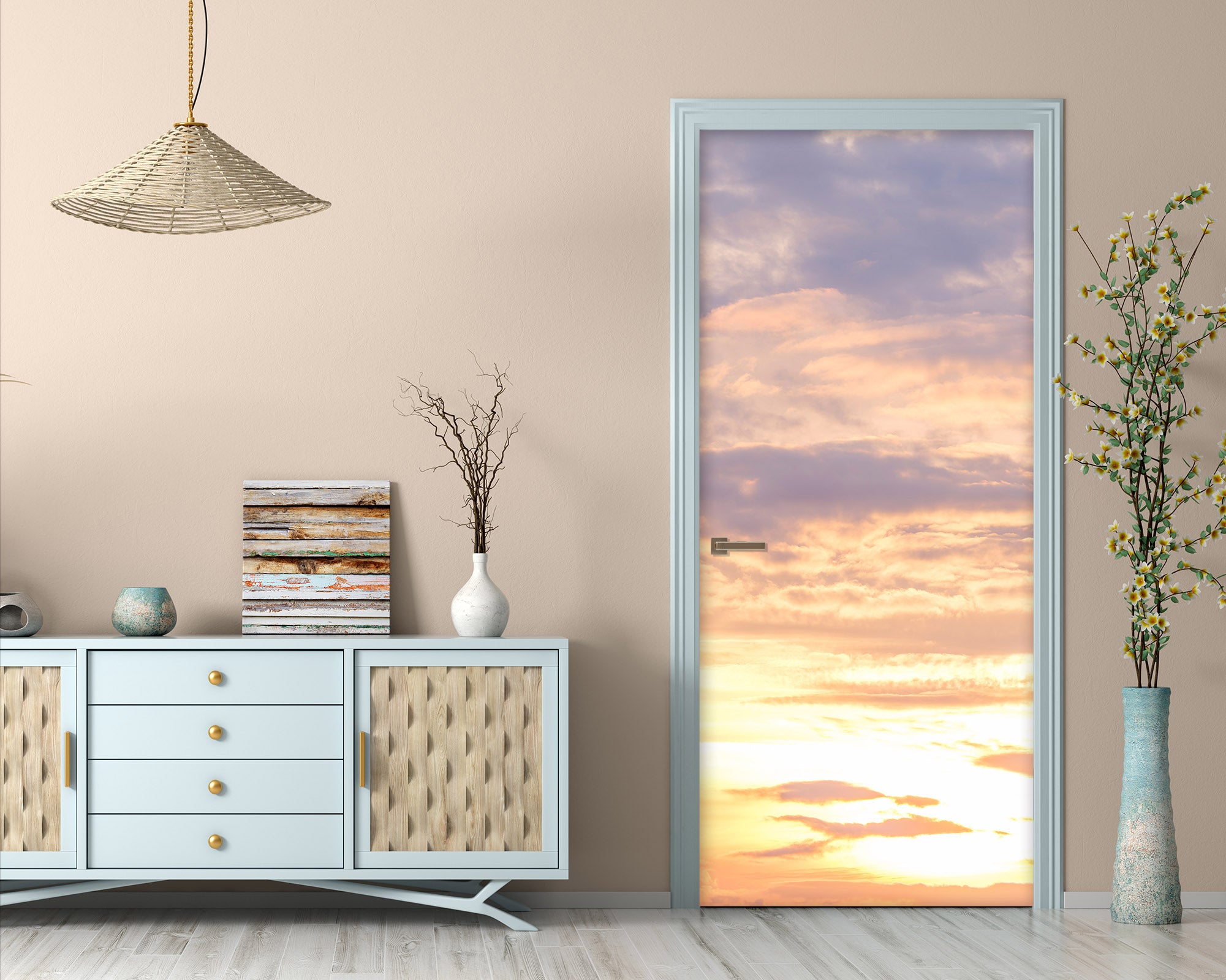 3D Orange Sky 5195 Assaf Frank Door Mural