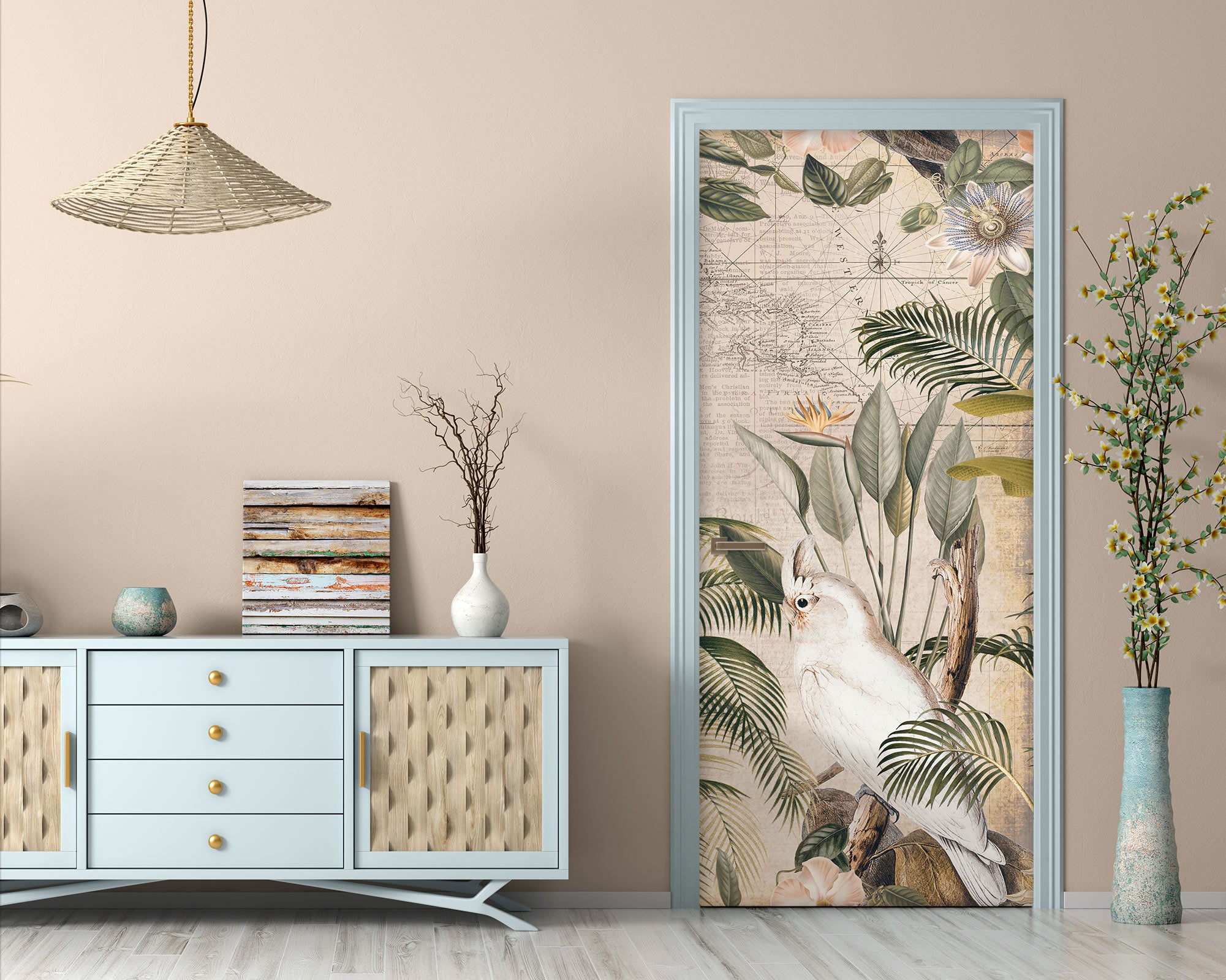 3D Branch Parrot Pattern 11954 Andrea Haase Door Mural