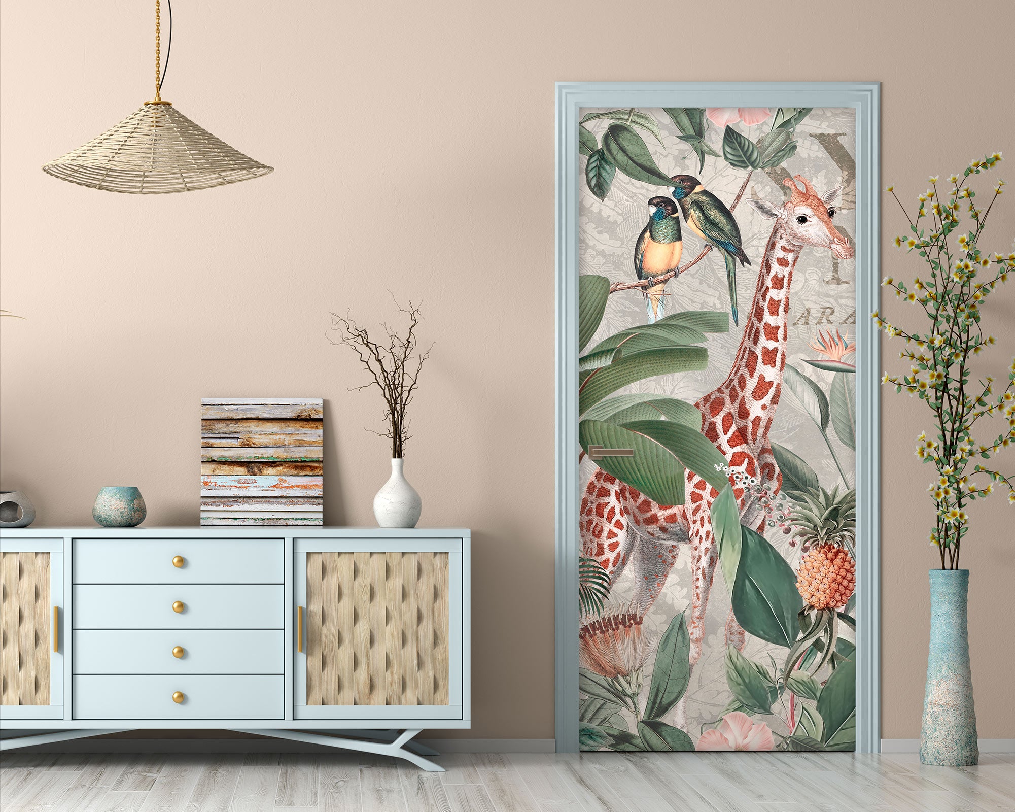 3D Giraffe Pineapple Bird 11931 Andrea Haase Door Mural