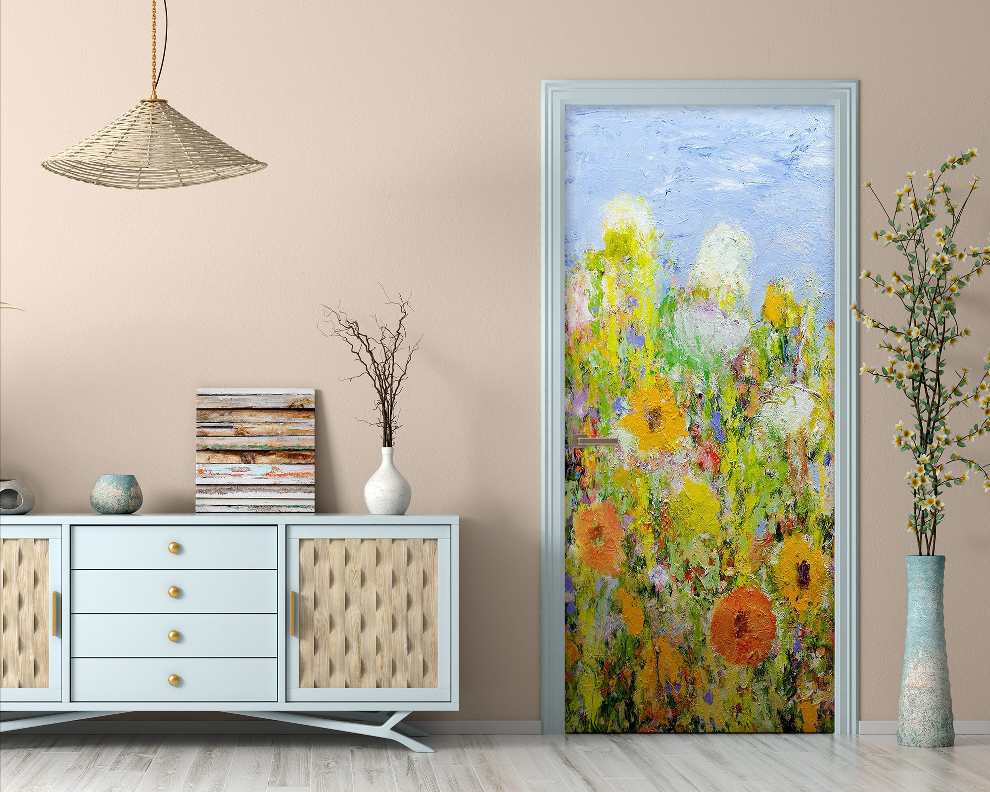 3D Flower Bush Painting 93212 Allan P. Friedlander Door Mural