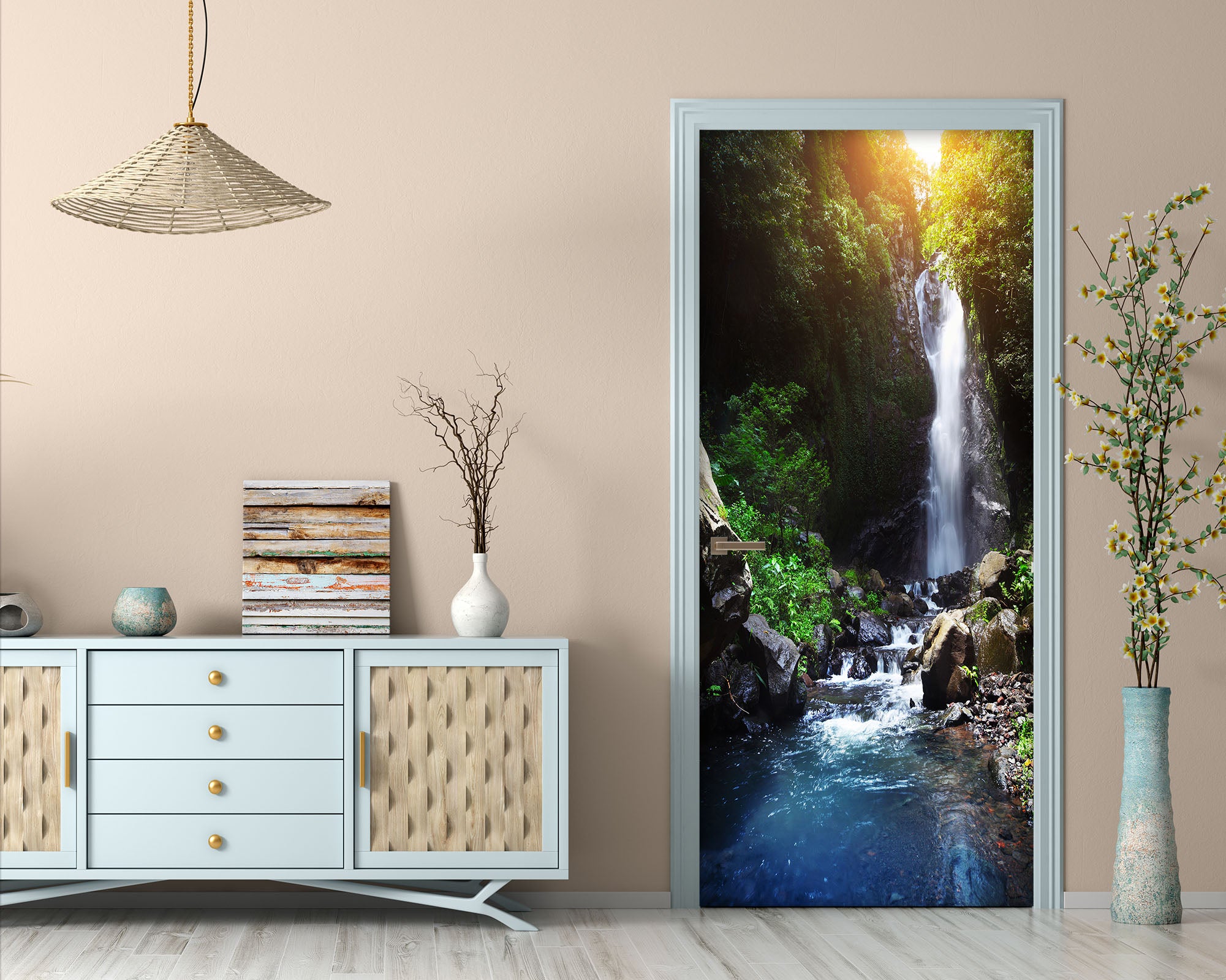 3D Mountain Waterfall 25080 Door Mural