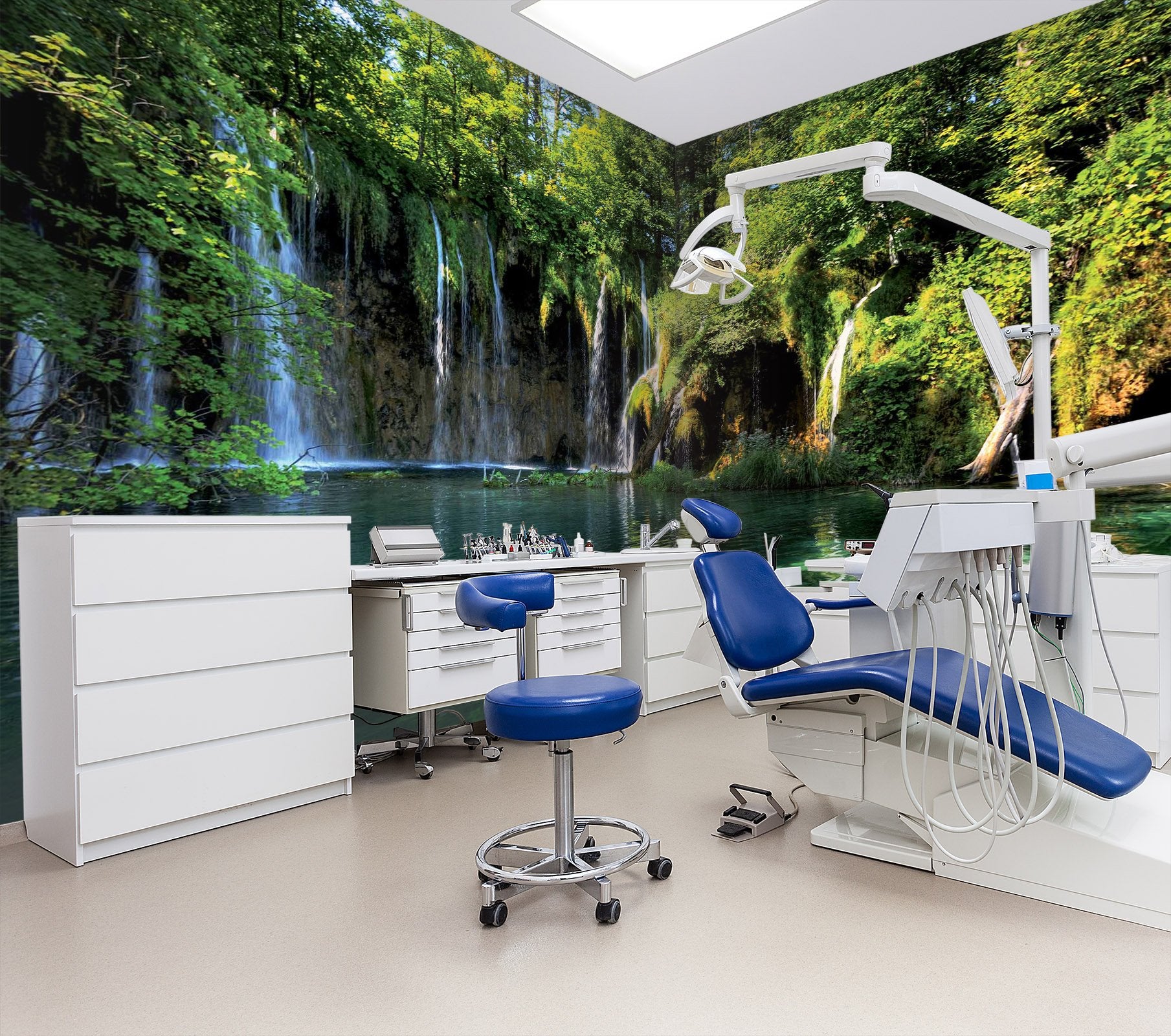 3D waterfall and trees 02 Wall Murals Wallpaper AJ Wallpaper