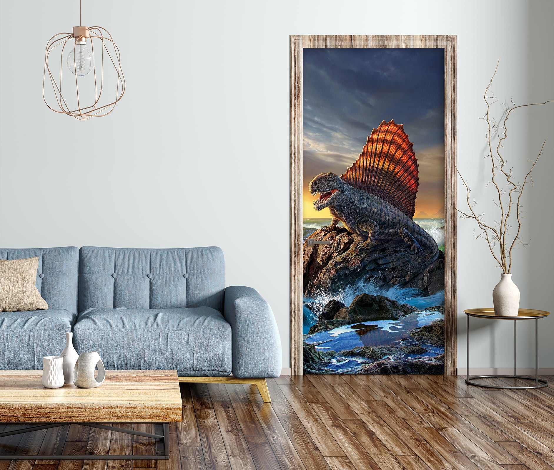 3D Reef Surf Dinosaur 112121 Jerry LoFaro Door Mural
