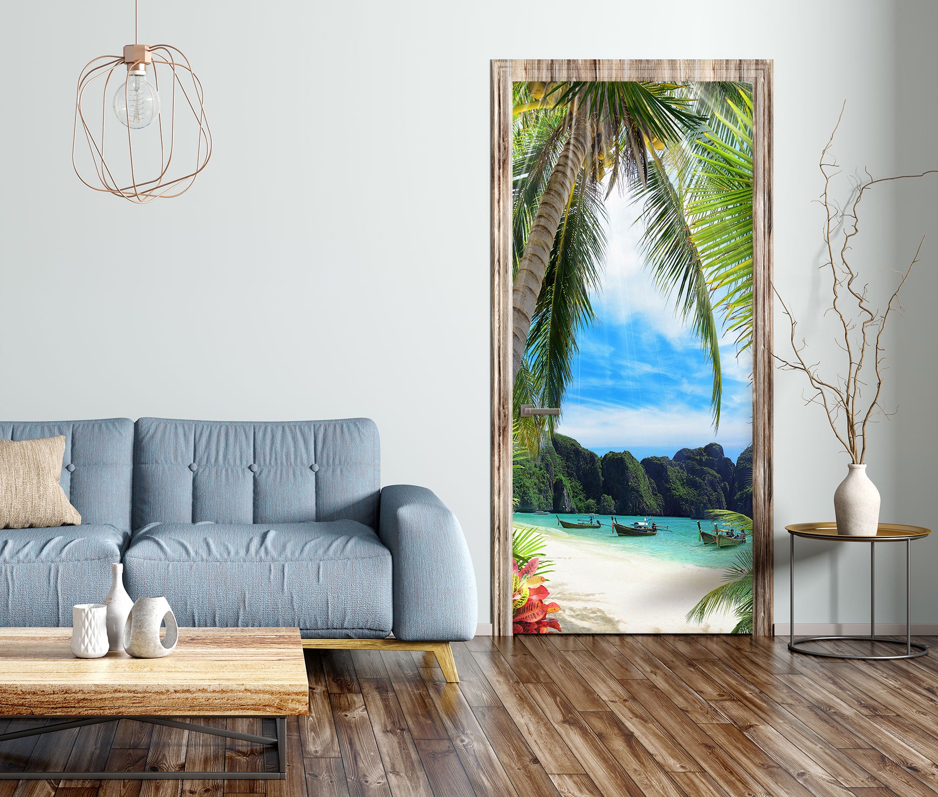 3D Seaside Coconut Tree 24010 Door Mural