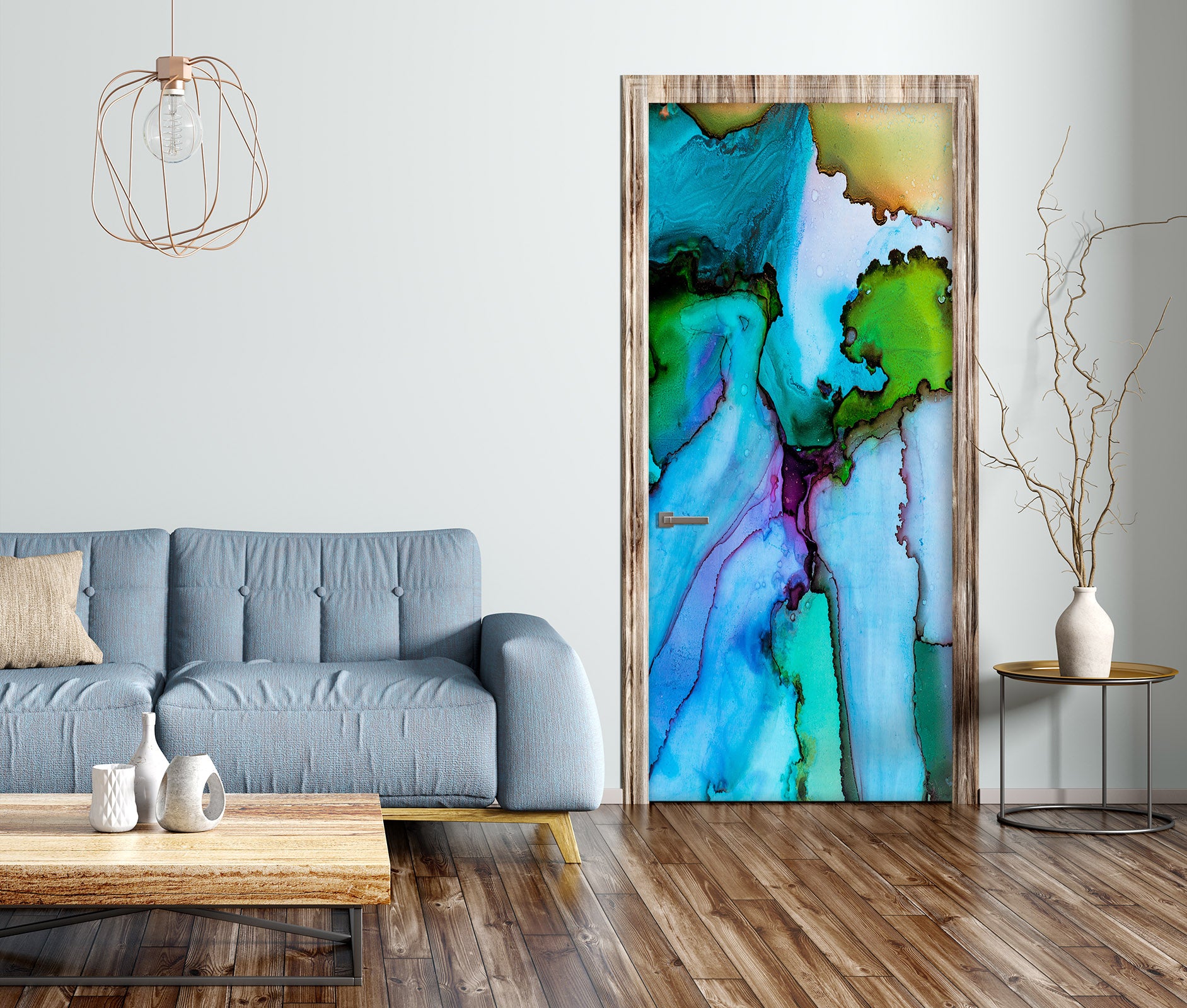 3D Blue Texture 22005 Door Mural