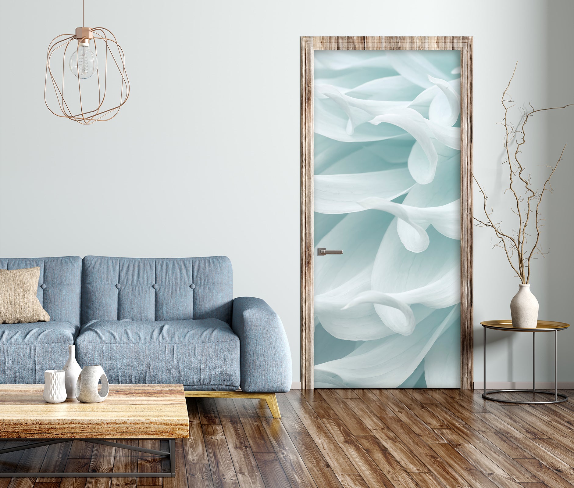 3D White Dahlia 5187 Assaf Frank Door Mural