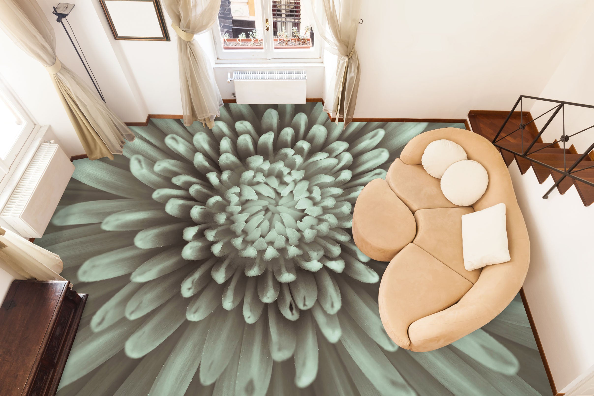 3D Chrysanthemum 98171 Adrian Chesterman Floor Mural