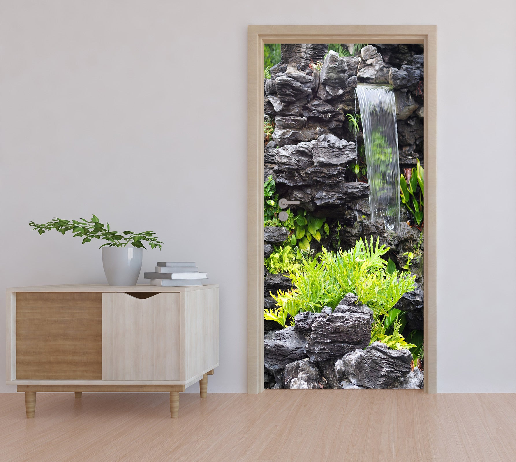 3D Stone Mountain Flowing Water 24136 Door Mural