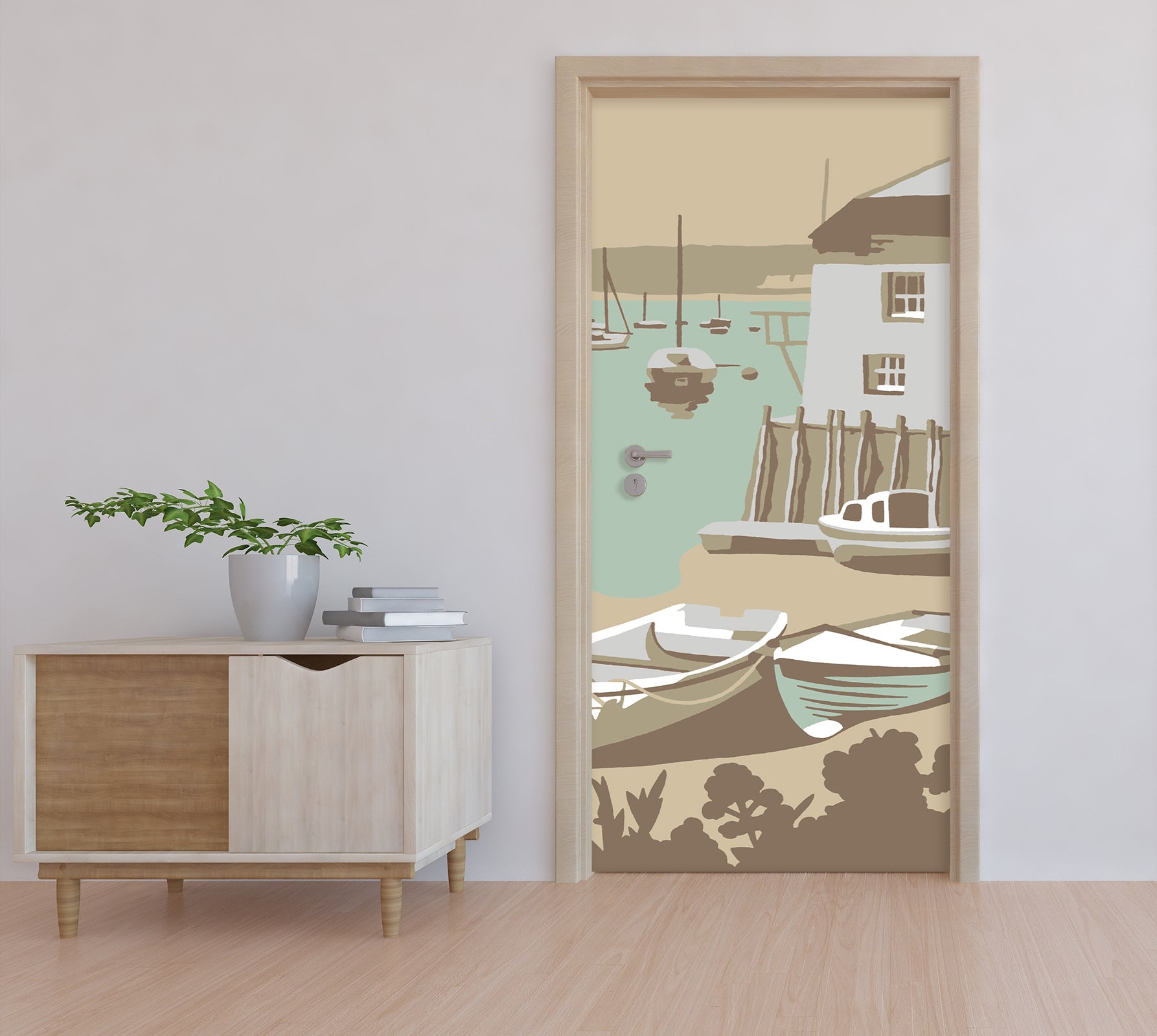 3D Shore Boat 9261 Steve Read Door Mural