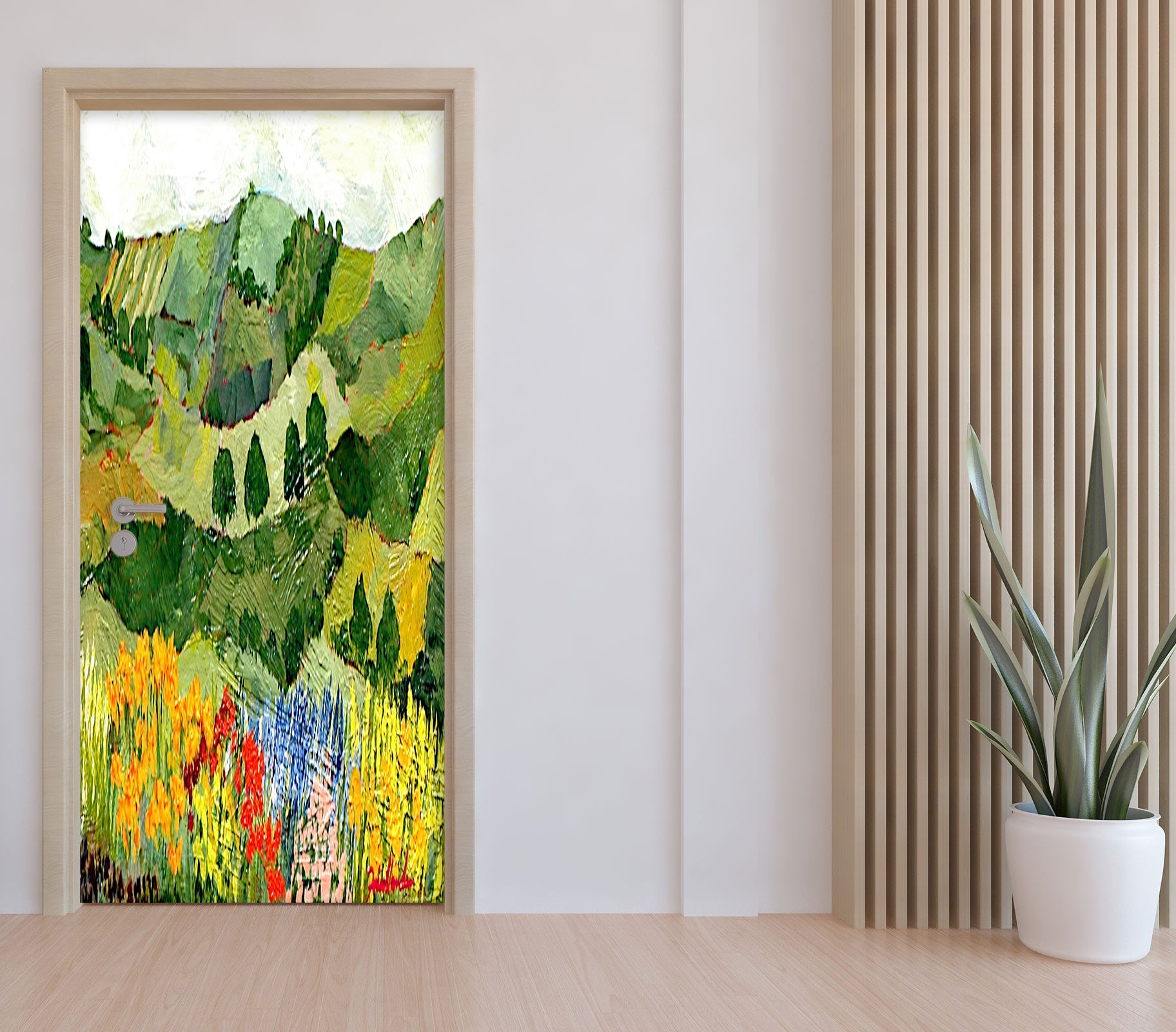 3D Field Block Flower Bush Painting 9327 Allan P. Friedlander Door Mural