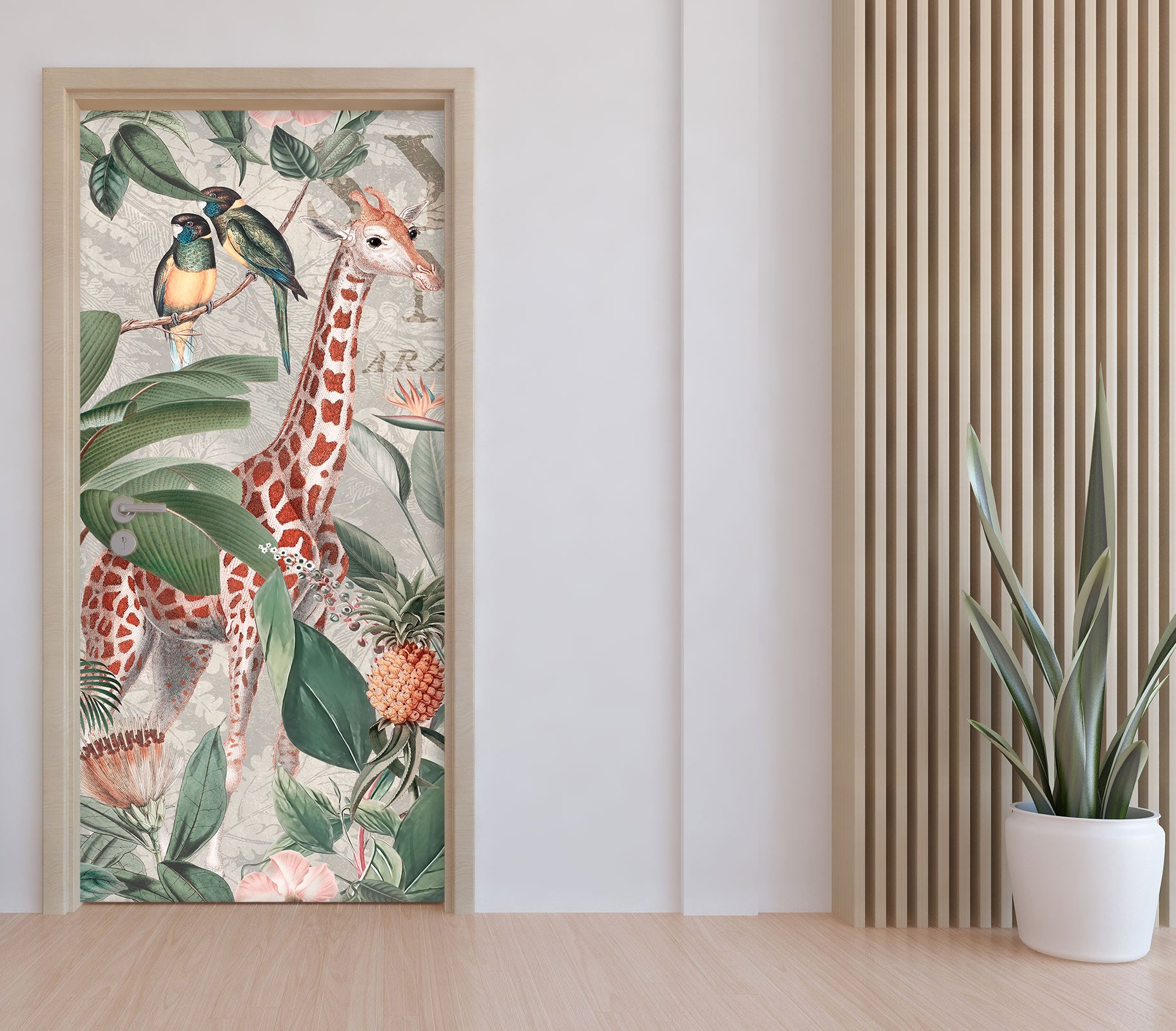 3D Giraffe Pineapple Bird 11931 Andrea Haase Door Mural