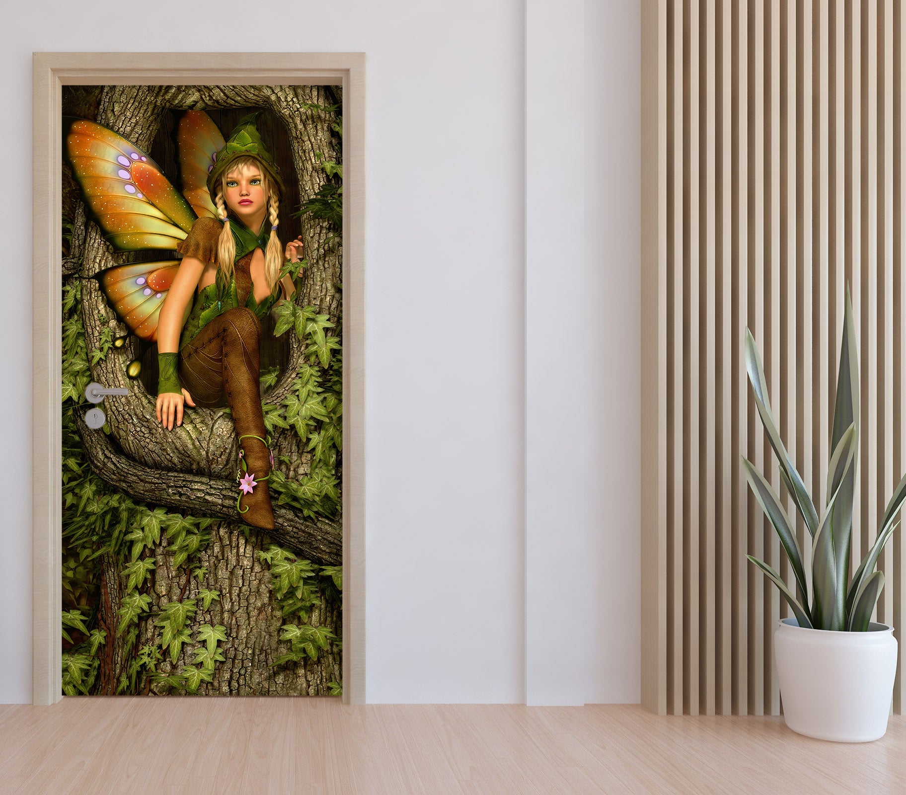 3D Butterfly Elf 22056 Door Mural