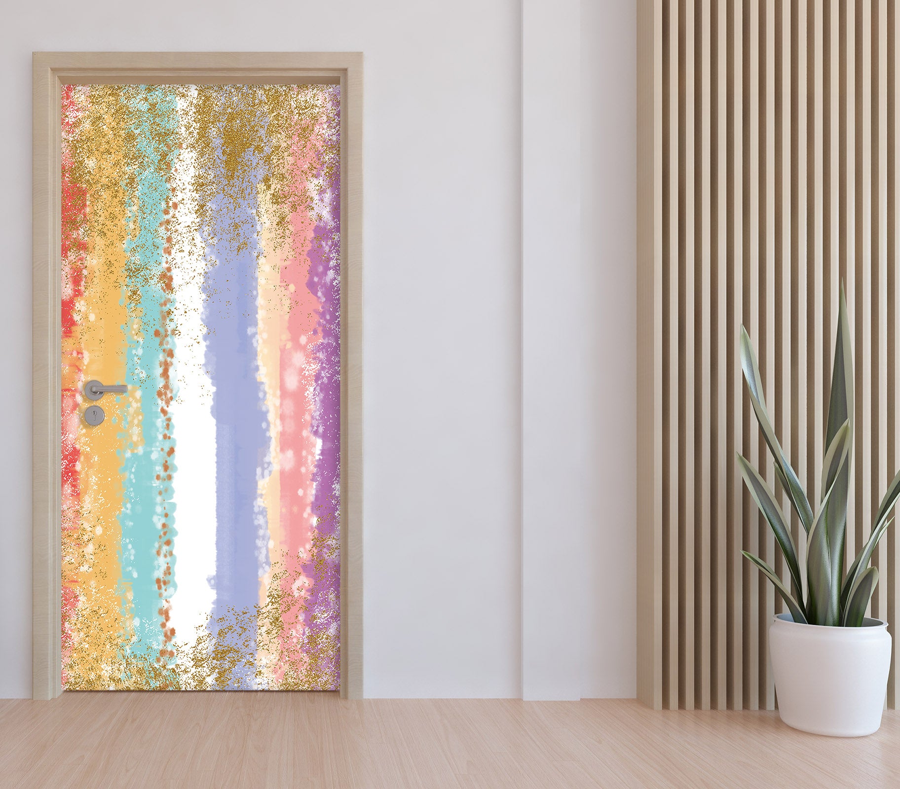 3D Color Stripes 21205 Door Mural