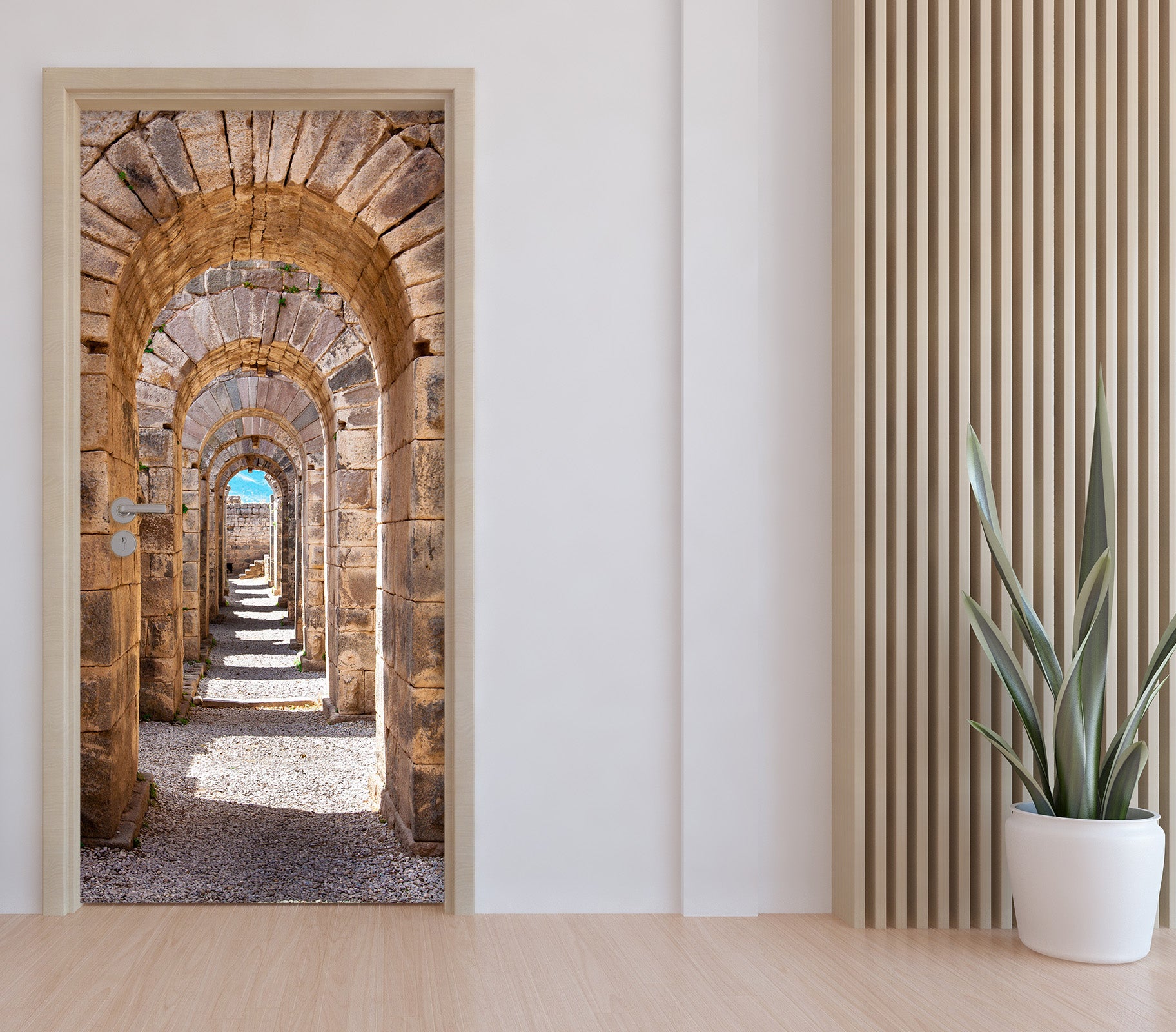 3D Stone Door Corridor 22159 Door Mural
