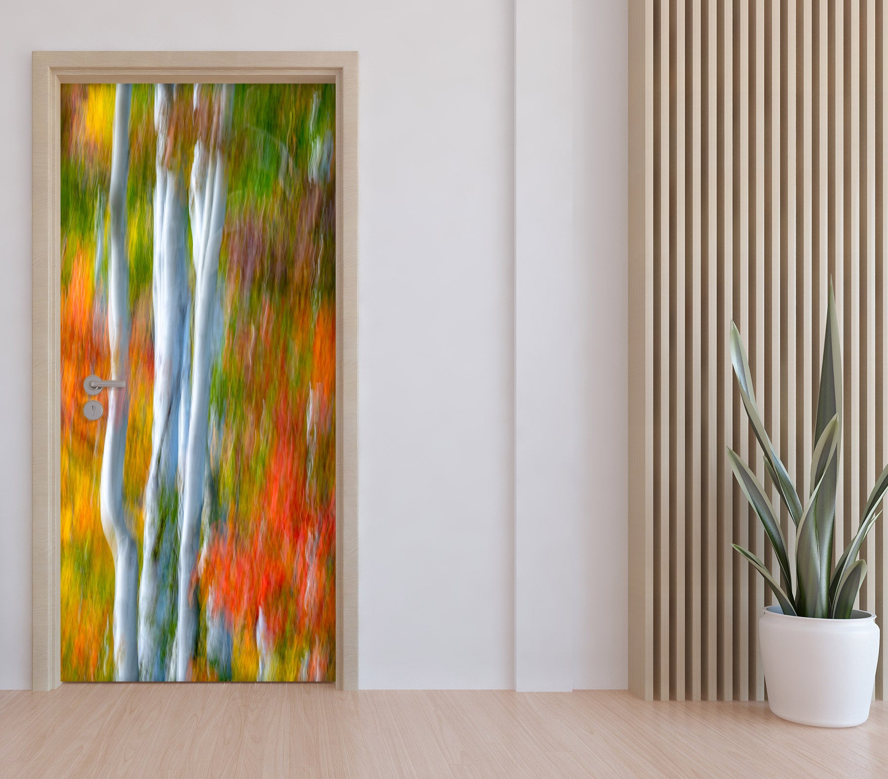 3D Trees Watercolor Pattern 122102 Marco Carmassi Door Mural