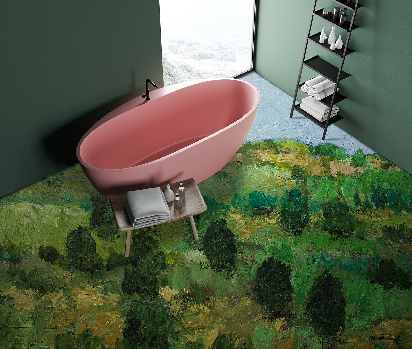3D Grassland Trees Pattern 9637 Allan P. Friedlander Floor Mural